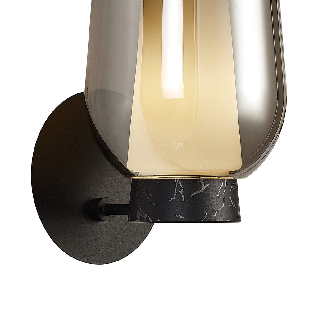 M8288 Nora Wall Lamp Black/Black Marble/Chrome Glass With Frosted Inner