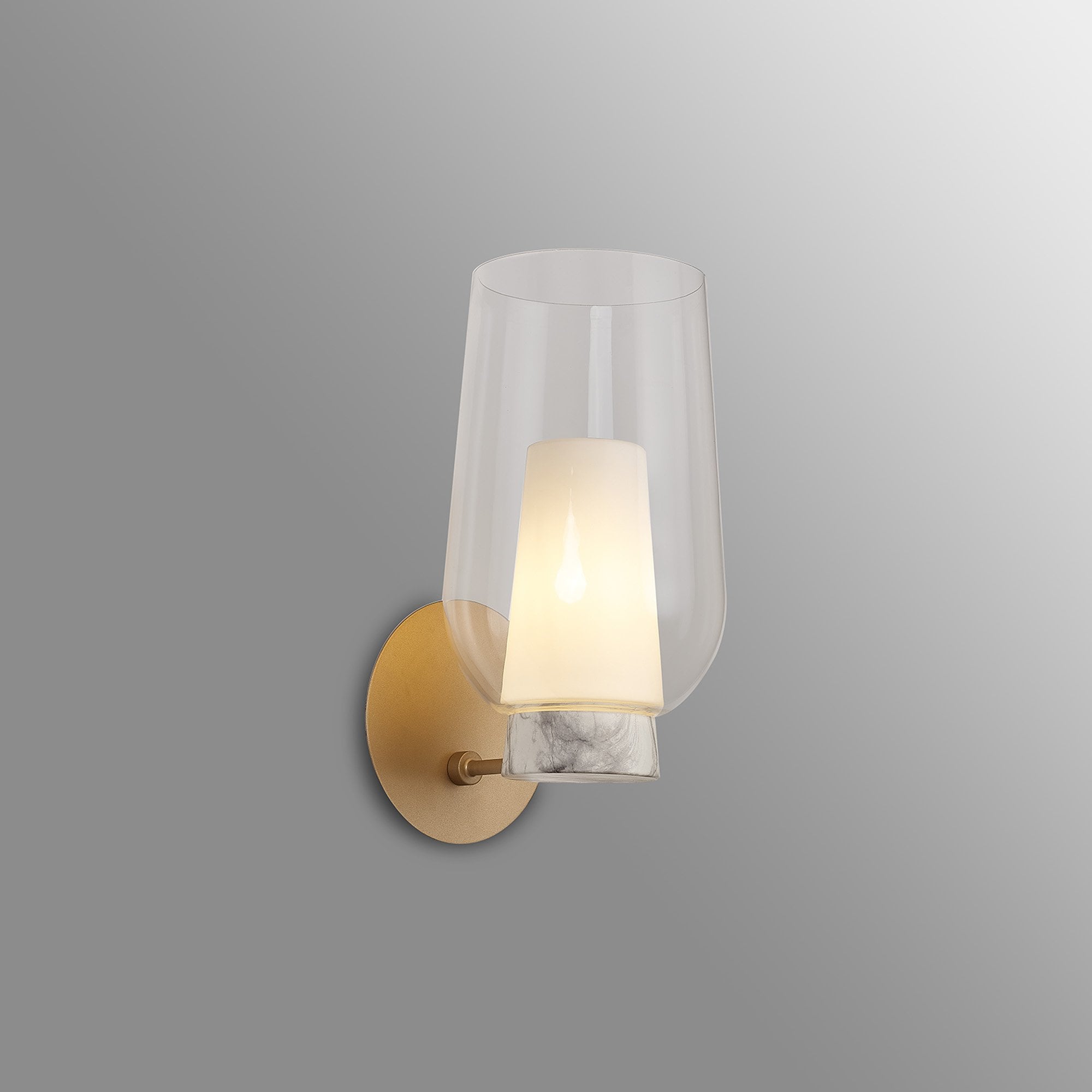 M8400 Nora Wall Lamp Gold/White/Clear Glass With Frosted Inner