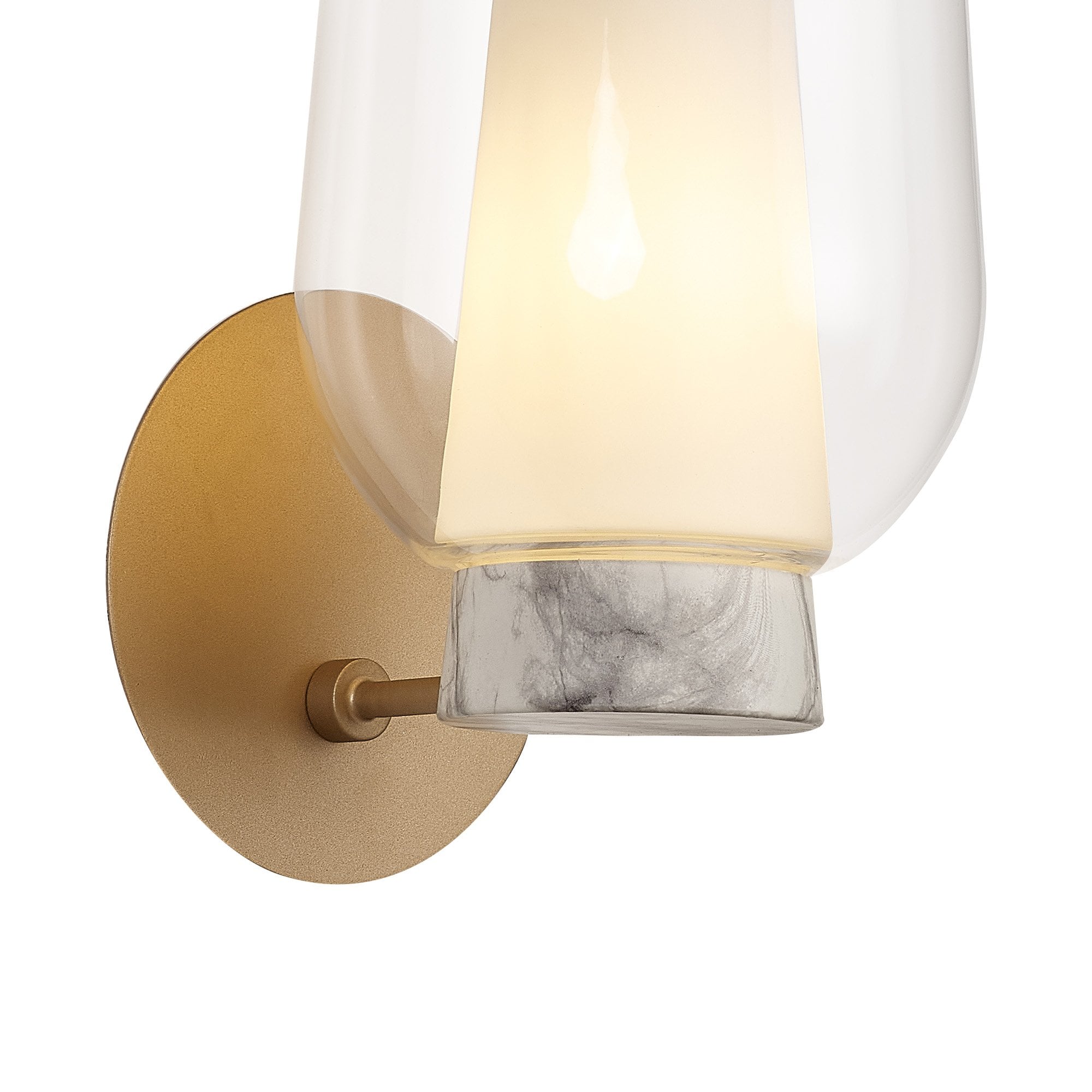 M8400 Nora Wall Lamp Gold/White/Clear Glass With Frosted Inner