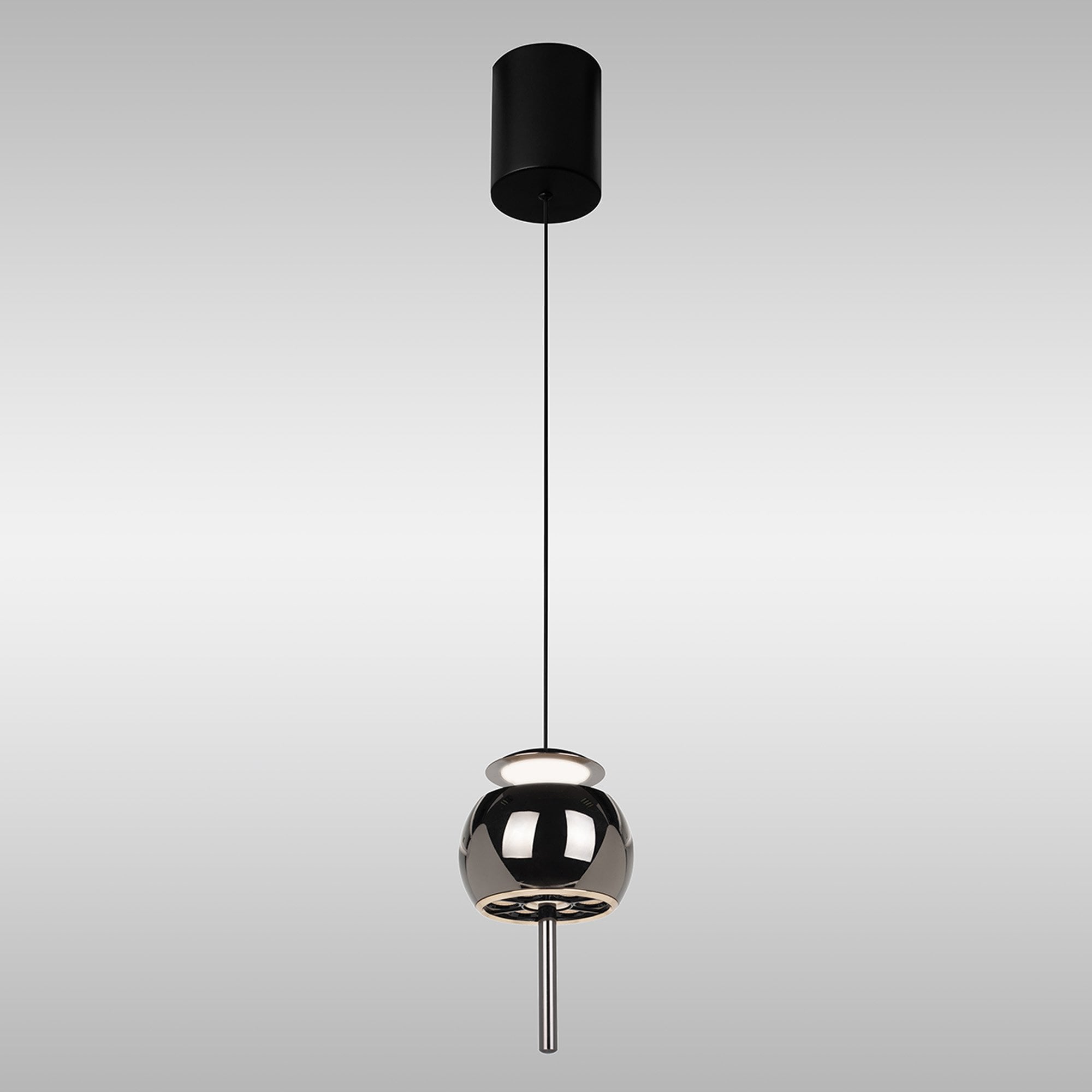 M8412 Roller Rise And Fall LED Pendant Black Chrome/Black