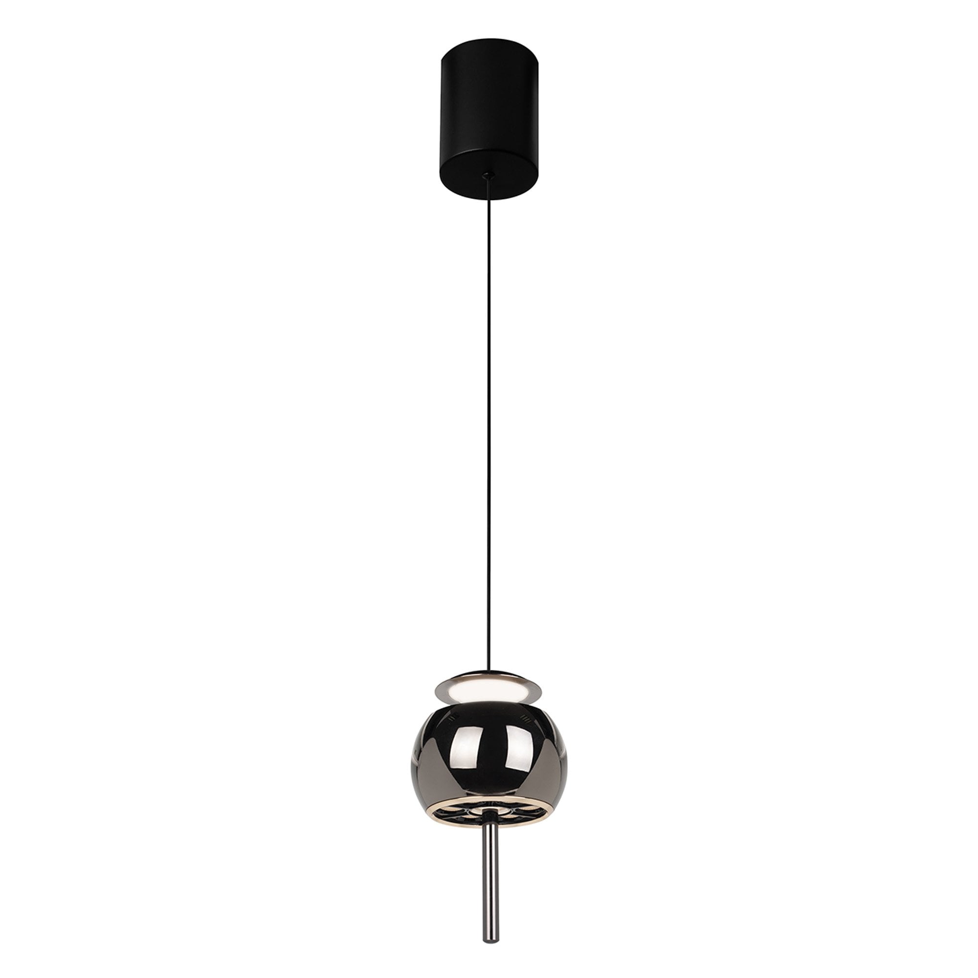 M8412 Roller Rise And Fall LED Pendant Black Chrome/Black