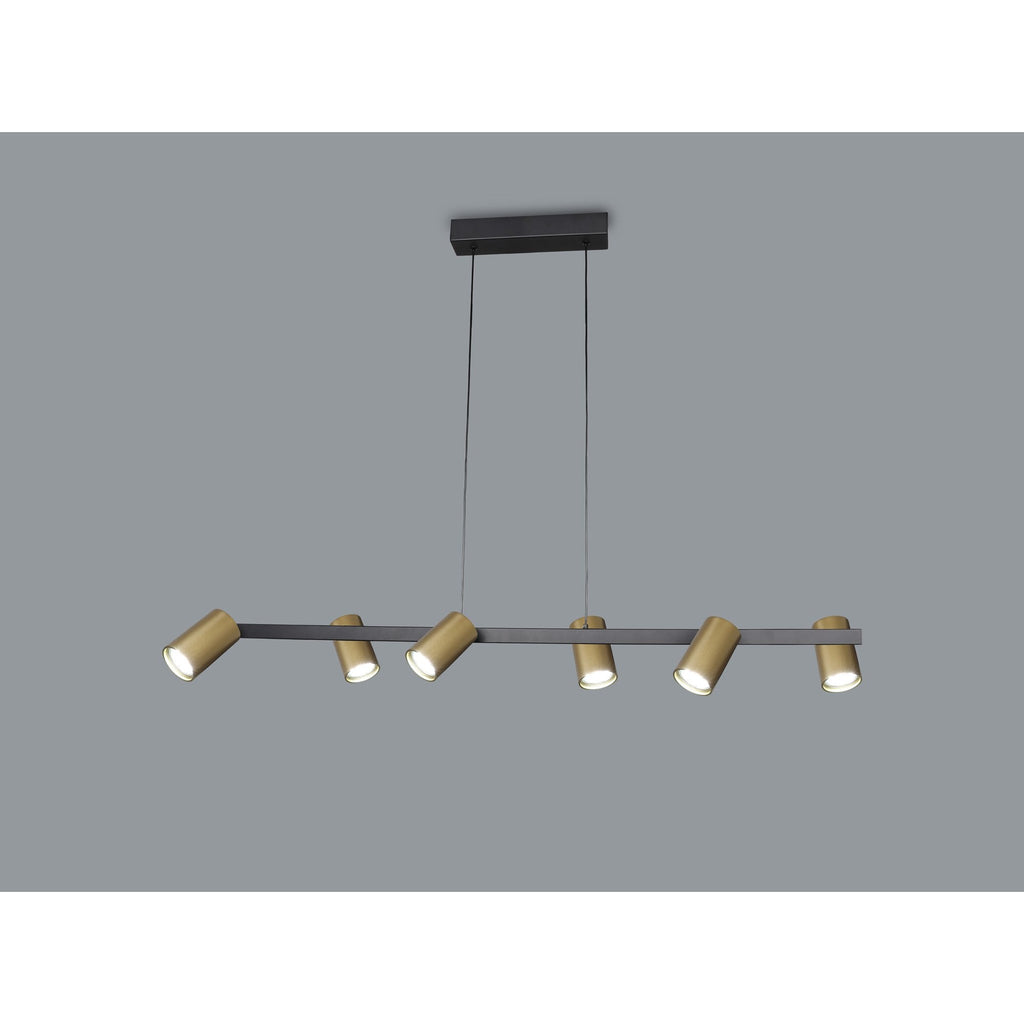 M8486 Sal 6 Light Linear Pendant Spotlight Satin Gold/Matt Black
