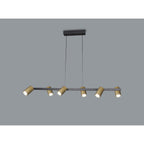 M8486 Sal 6 Light Linear Pendant Spotlight Satin Gold/Matt Black