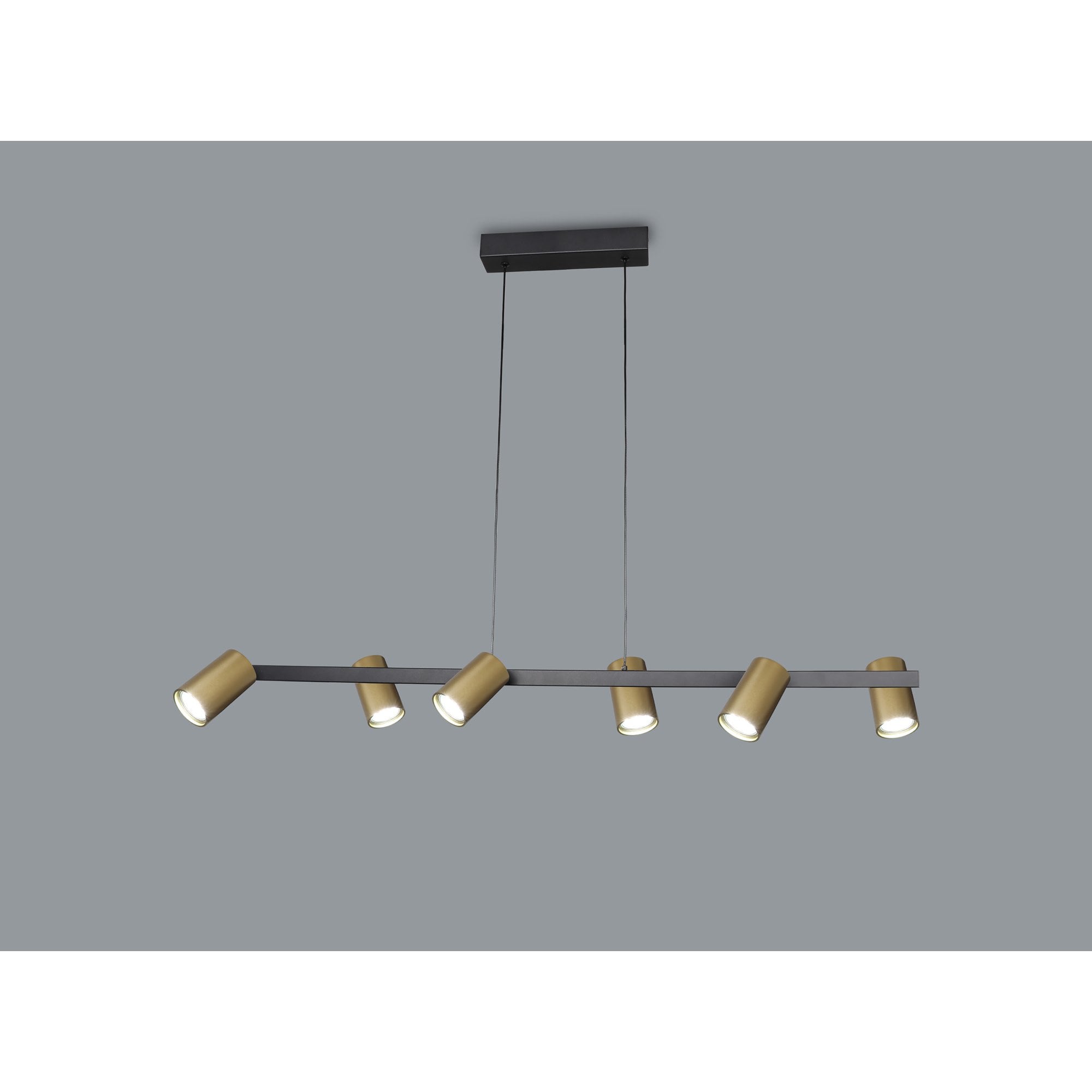 M8486 Sal 6 Light Linear Pendant Spotlight Satin Gold/Matt Black