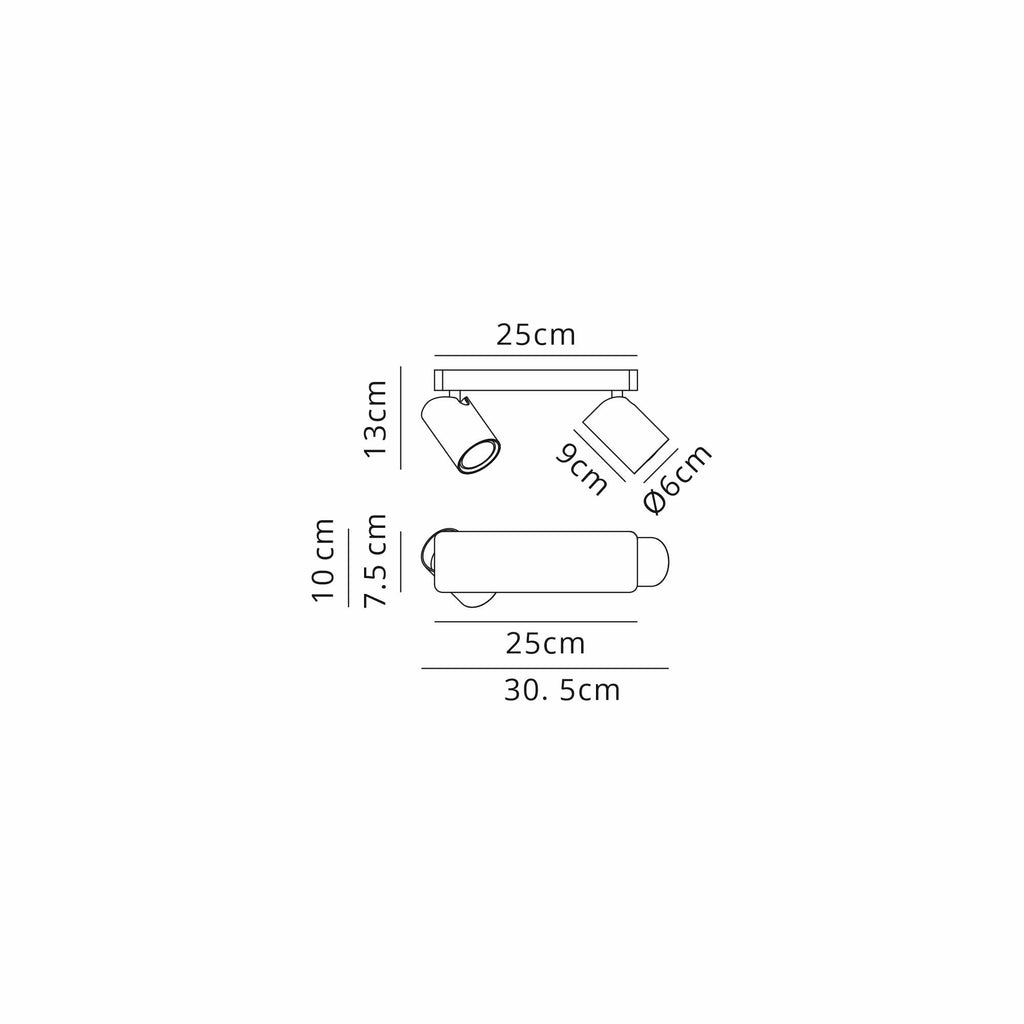 M8489 Sal Linear 2 Light Spotlight Satin Gold/Matt Black