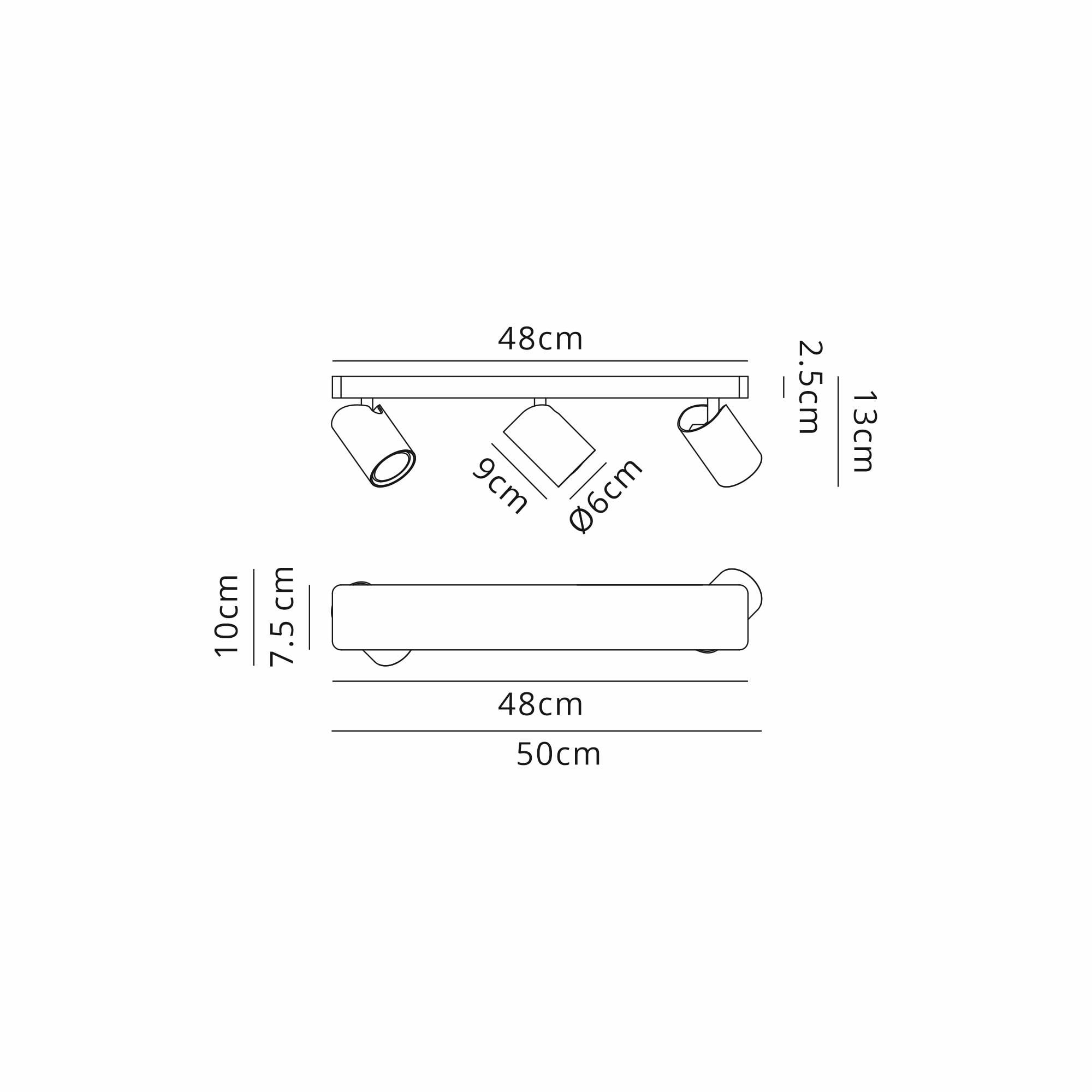 M8488 Sal Linear 3 Light Spotlight Satin Gold/Matt Black