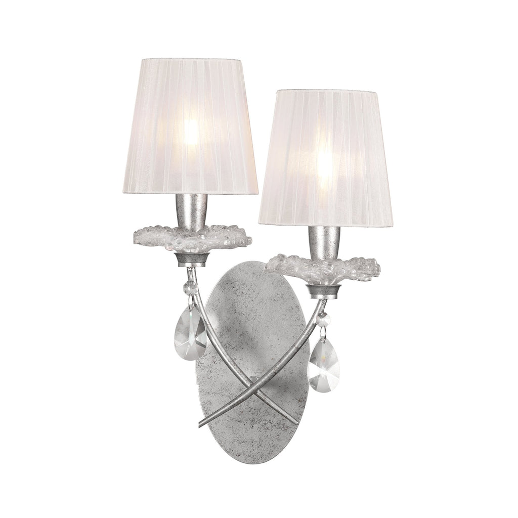 M6304 Sophie Wall Light Silver With White Shades