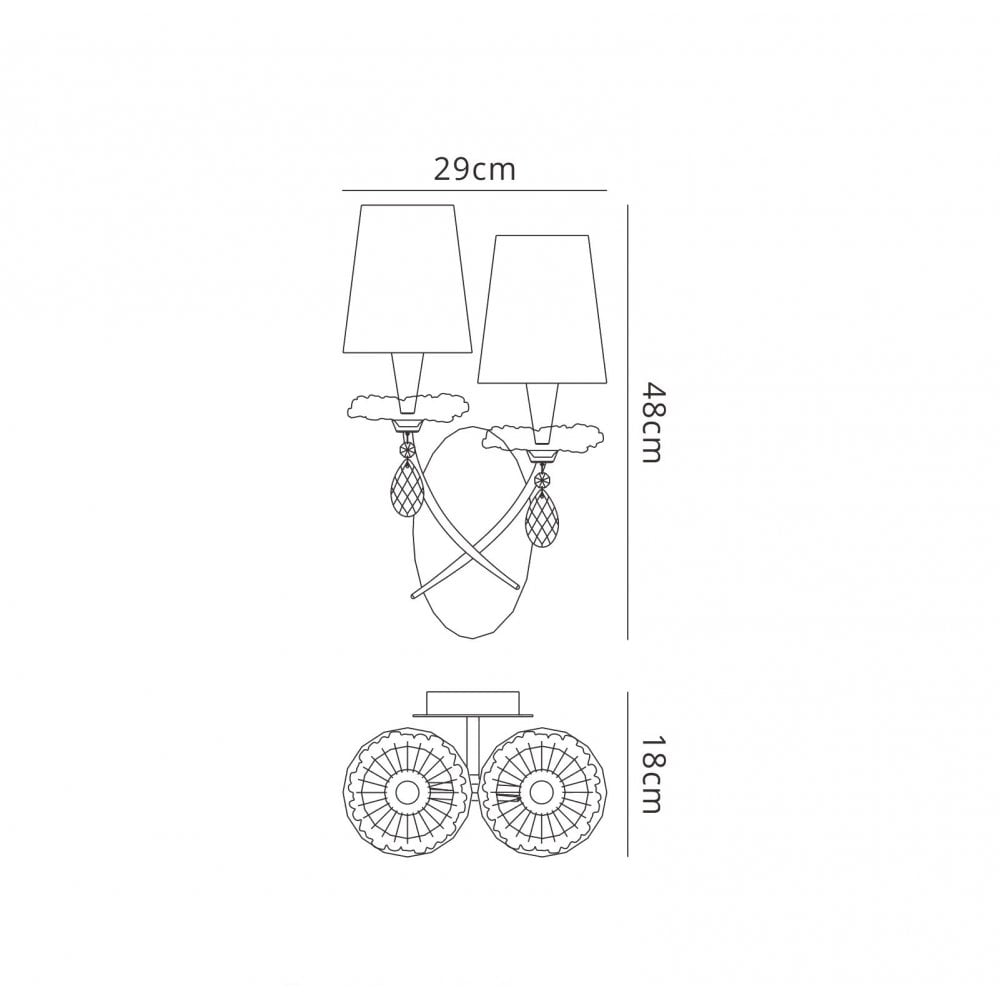 M6304 Sophie Wall Light Silver With White Shades