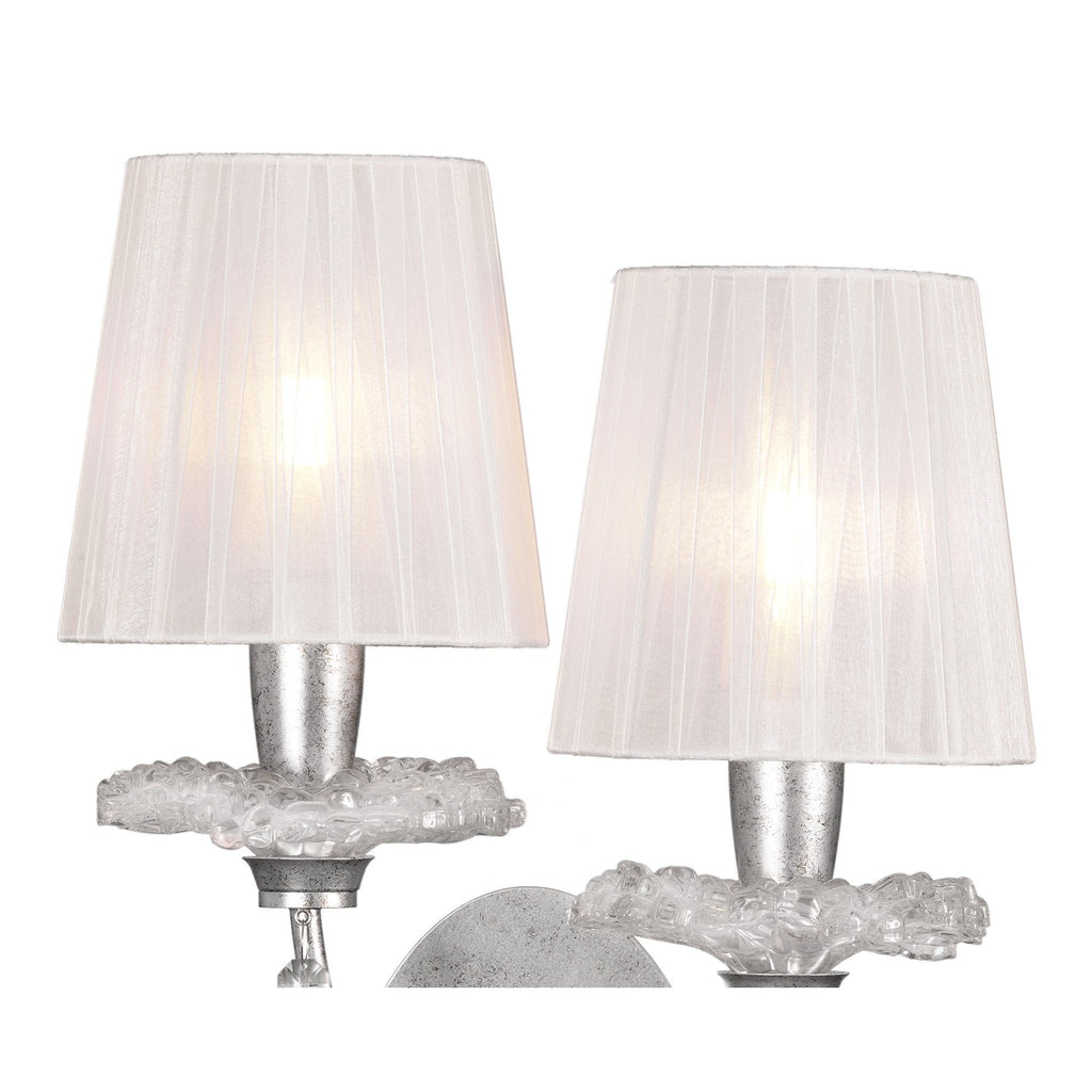 M6304 Sophie Wall Light Silver With White Shades