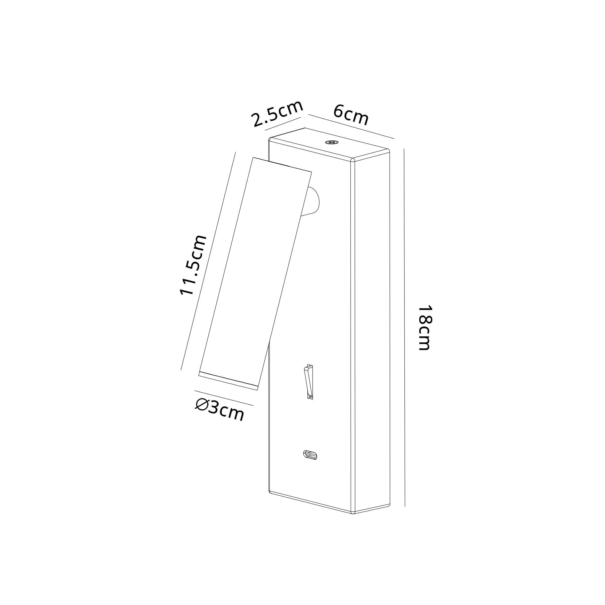 M8500 Tarifa II LED Wall/Reading Light Adjustable With USB-C Socket Satin Nickel