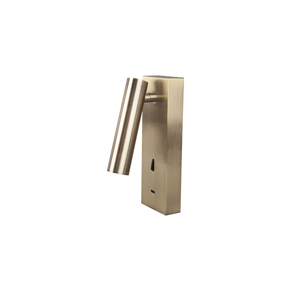 M8501 Tarifa II LED Wall/Reading Light Adjustable With USB-C Socket Antique Brass
