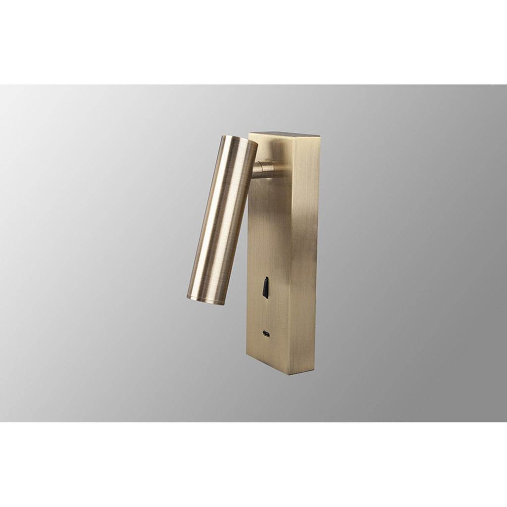 M8501 Tarifa II LED Wall/Reading Light Adjustable With USB-C Socket Antique Brass