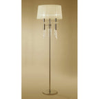 M3869FG Tiffany Floor Lamp French Gold With Cream Shade & Clear Crystal