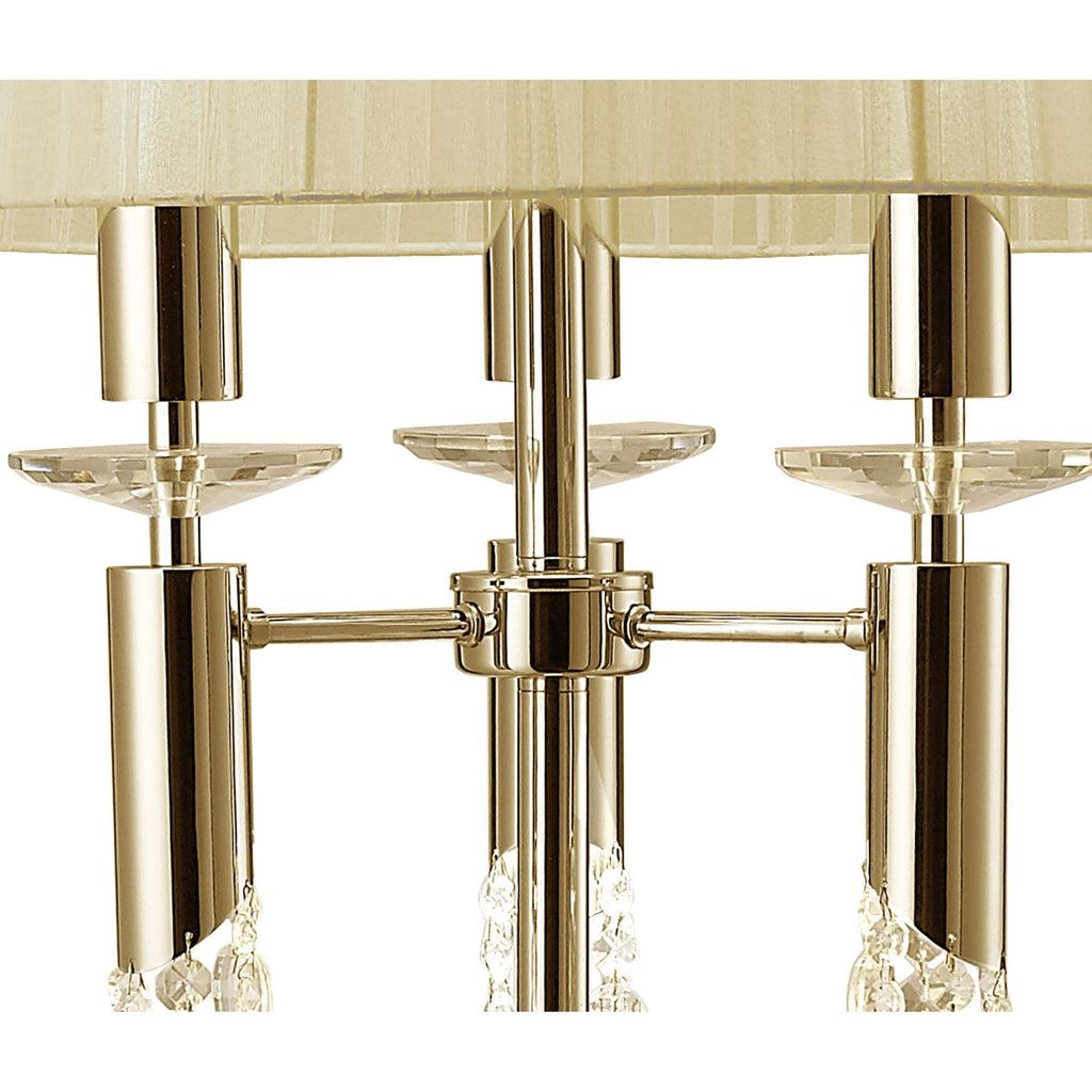 M3869FG Tiffany Floor Lamp French Gold With Cream Shade & Clear Crystal