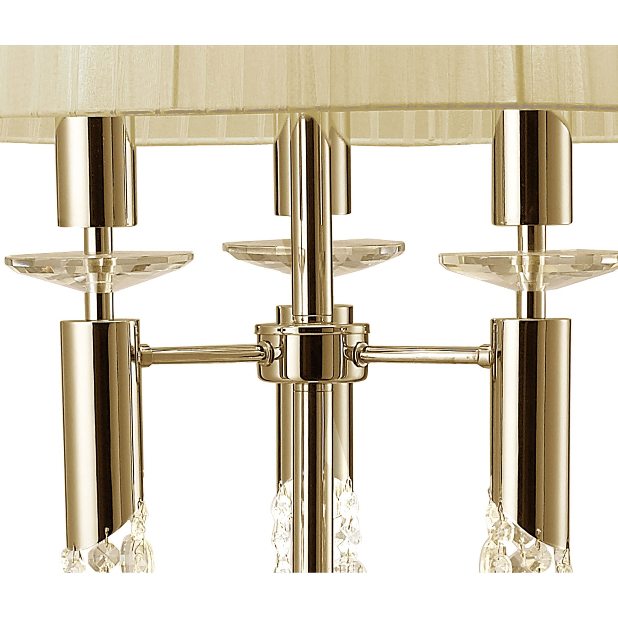 M3869FG Tiffany Floor Lamp French Gold With Cream Shade & Clear Crystal