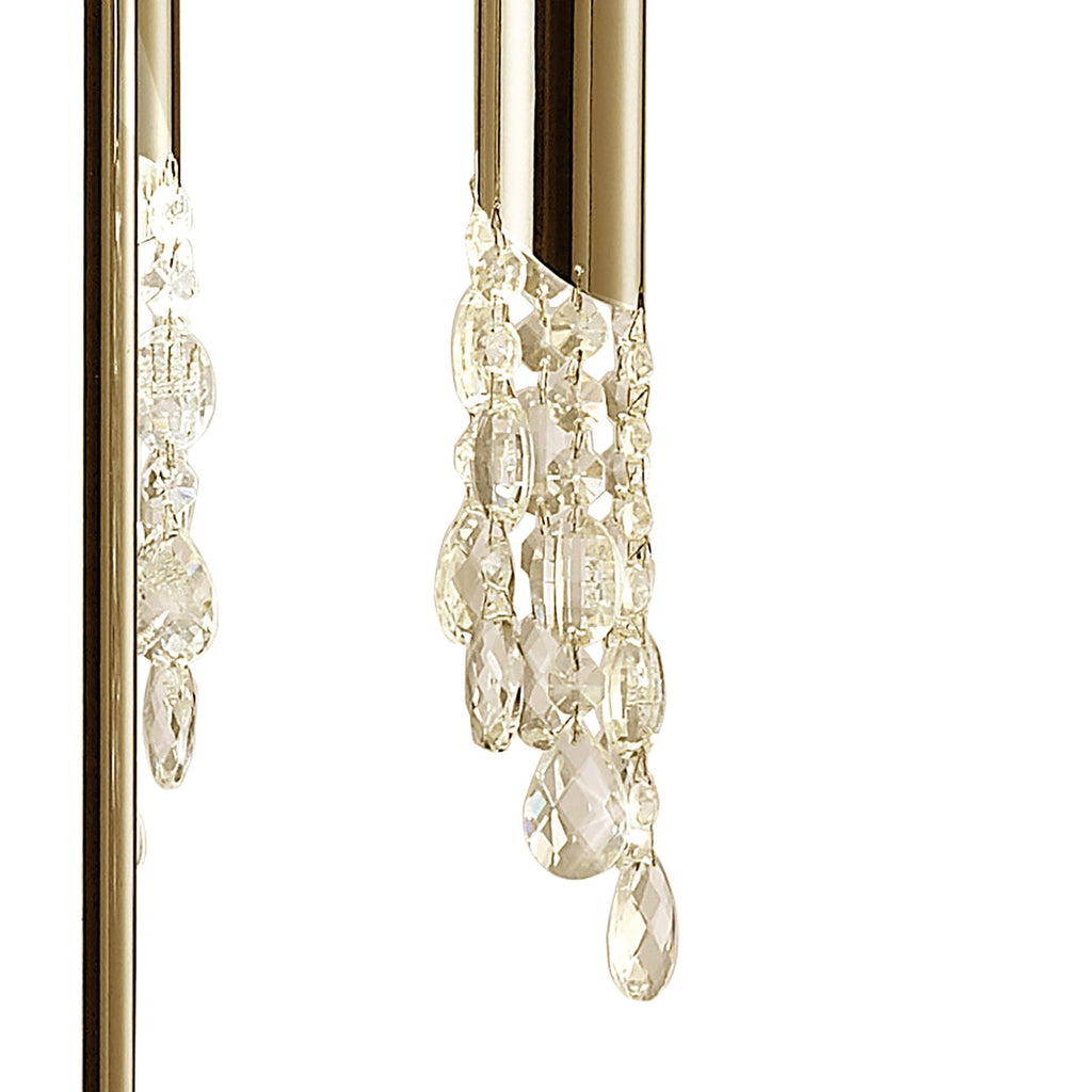 M3869FG Tiffany Floor Lamp French Gold With Cream Shade & Clear Crystal