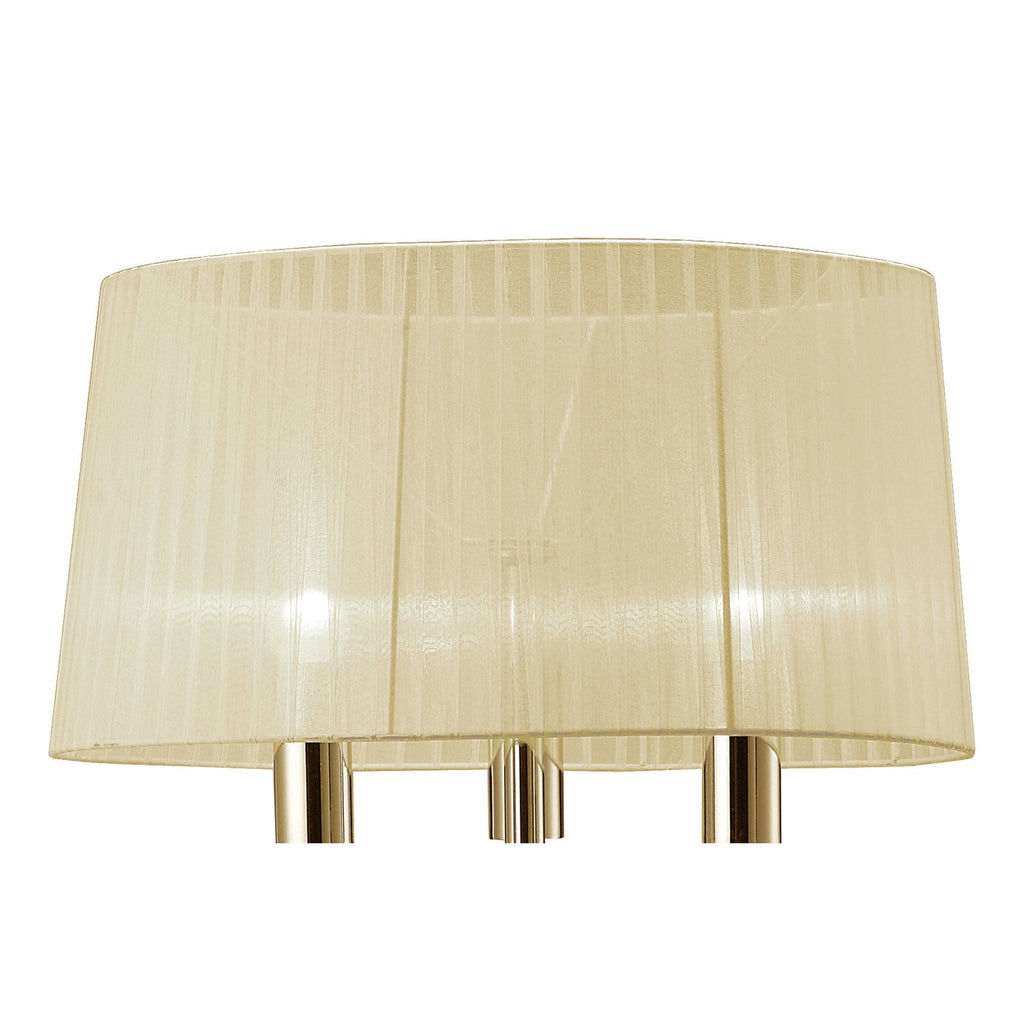 M3869FG Tiffany Floor Lamp French Gold With Cream Shade & Clear Crystal