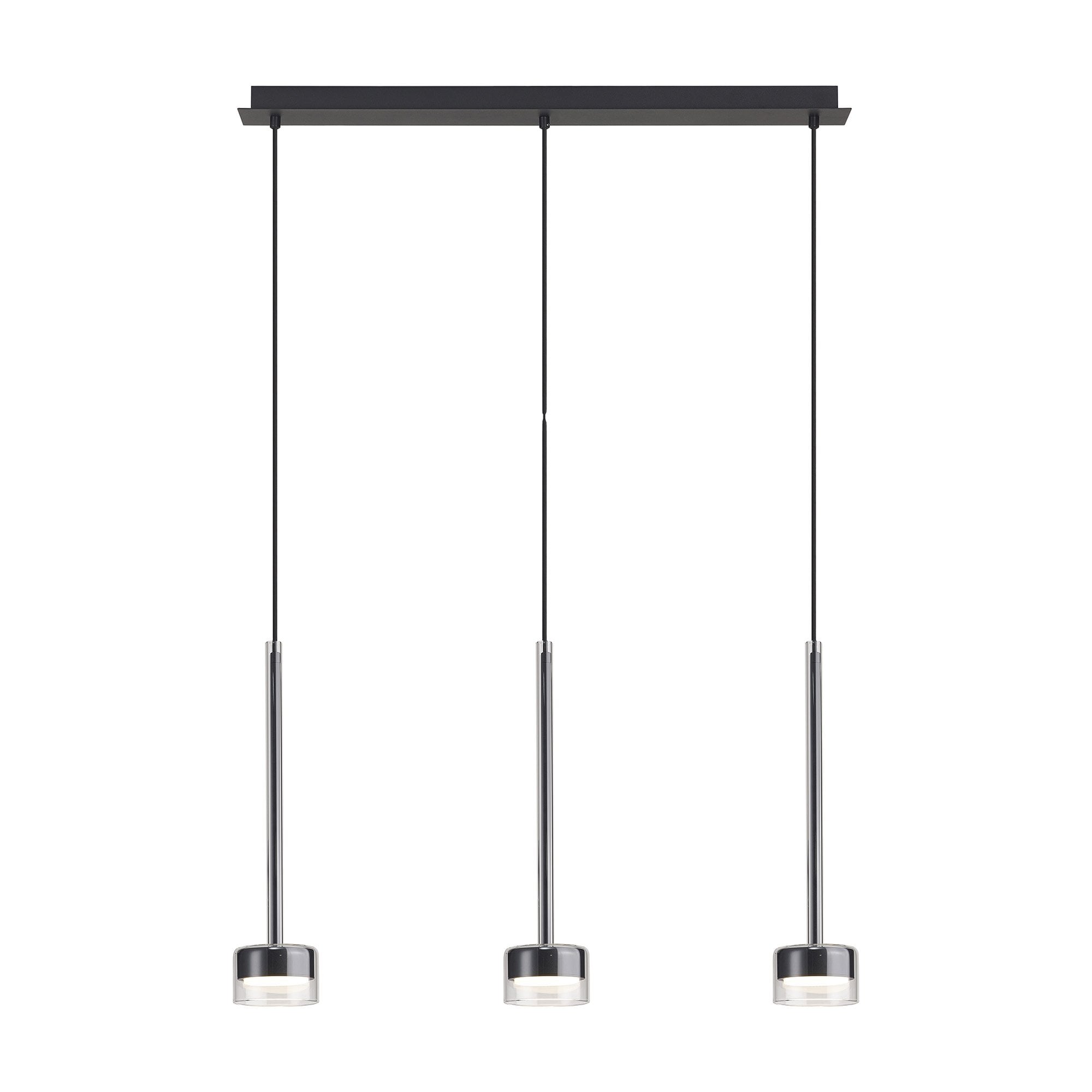 M7882 Tonic 3 Light Linear Pendant Chrome/Black/Clear Glass