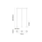 M7882 Tonic 3 Light Linear Pendant Chrome/Black/Clear Glass