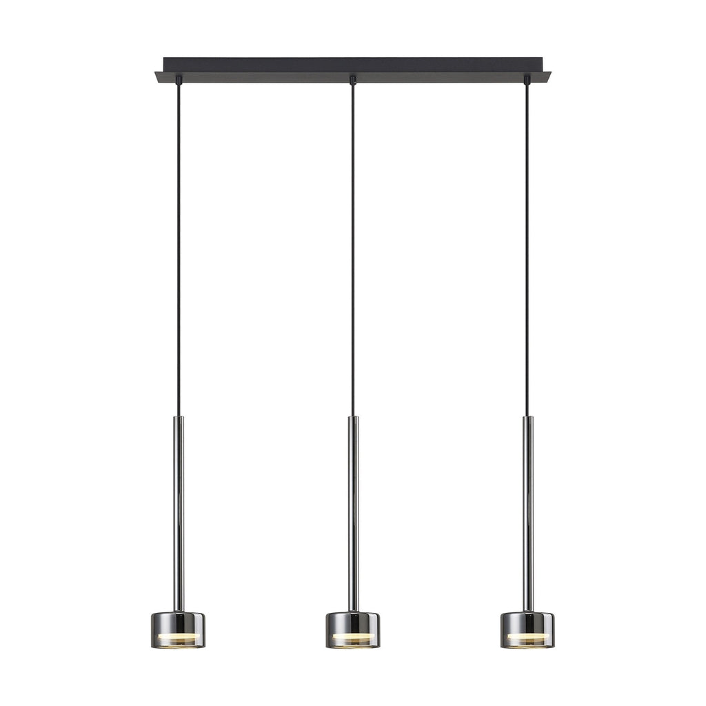 M7883 Tonic 3 Light Linear Pendant Chrome/Black/Chrome Glass