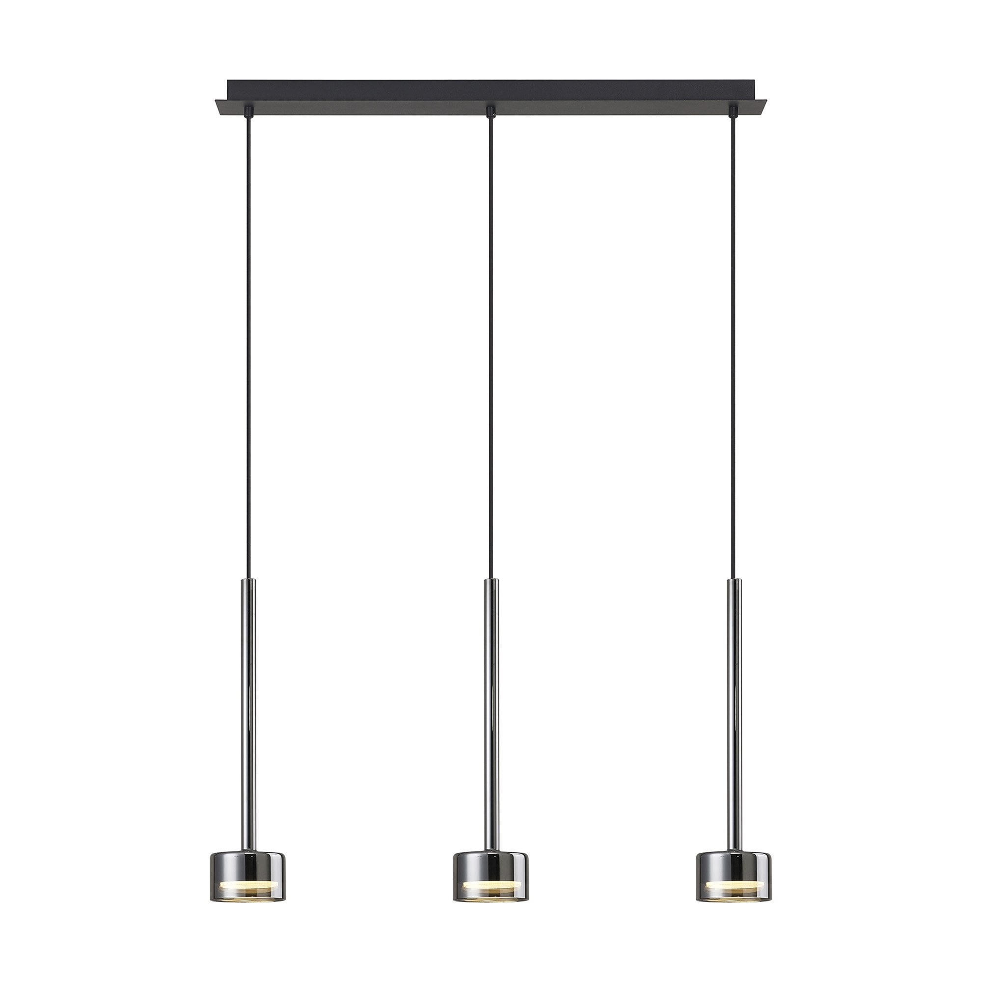 M7883 Tonic 3 Light Linear Pendant Chrome/Black/Chrome Glass