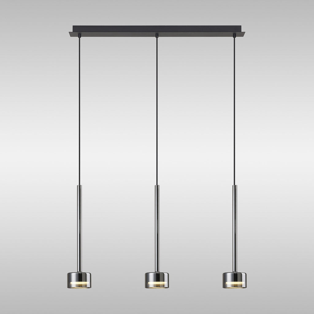 M7883 Tonic 3 Light Linear Pendant Chrome/Black/Chrome Glass