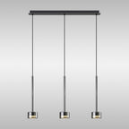 M7883 Tonic 3 Light Linear Pendant Chrome/Black/Chrome Glass