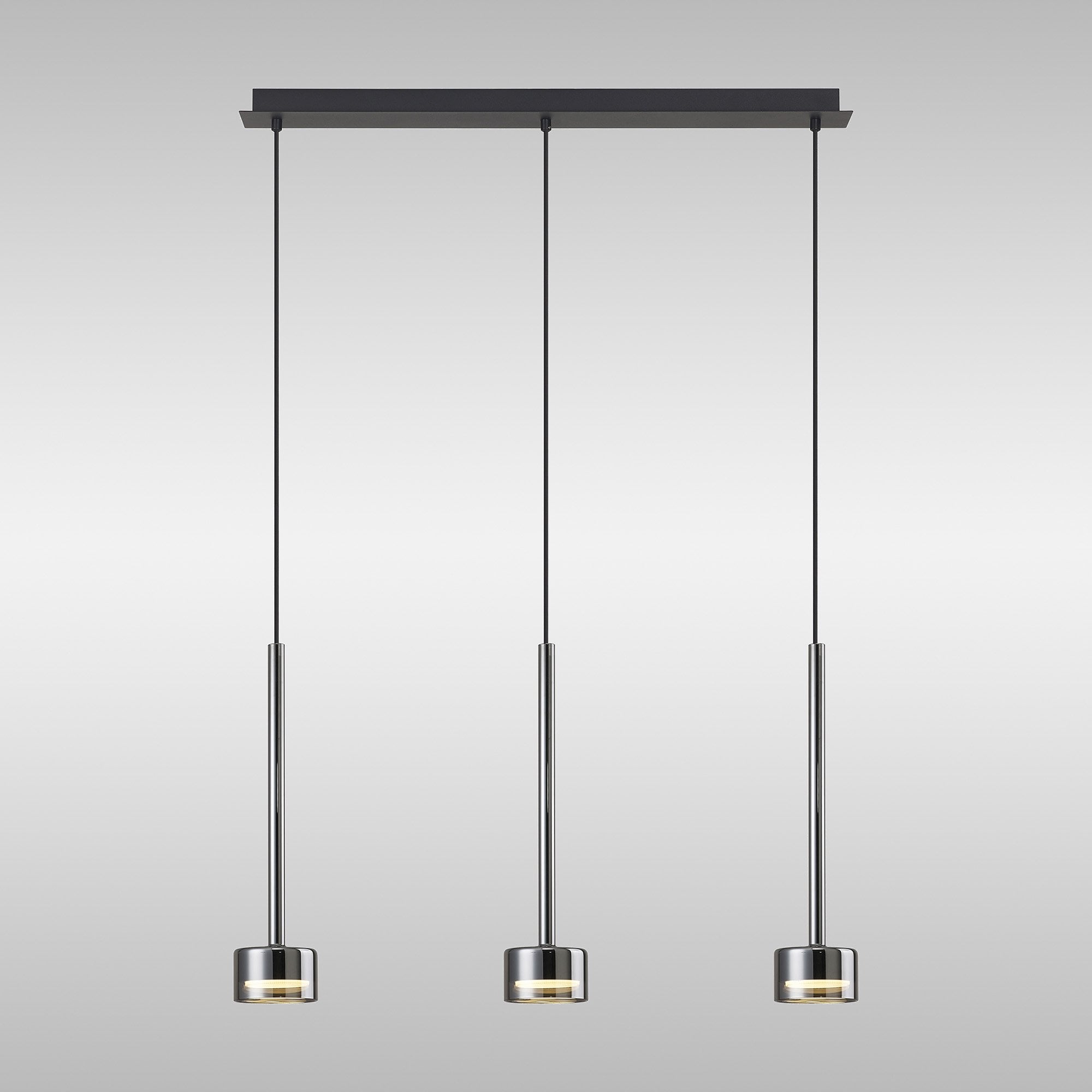 M7883 Tonic 3 Light Linear Pendant Chrome/Black/Chrome Glass