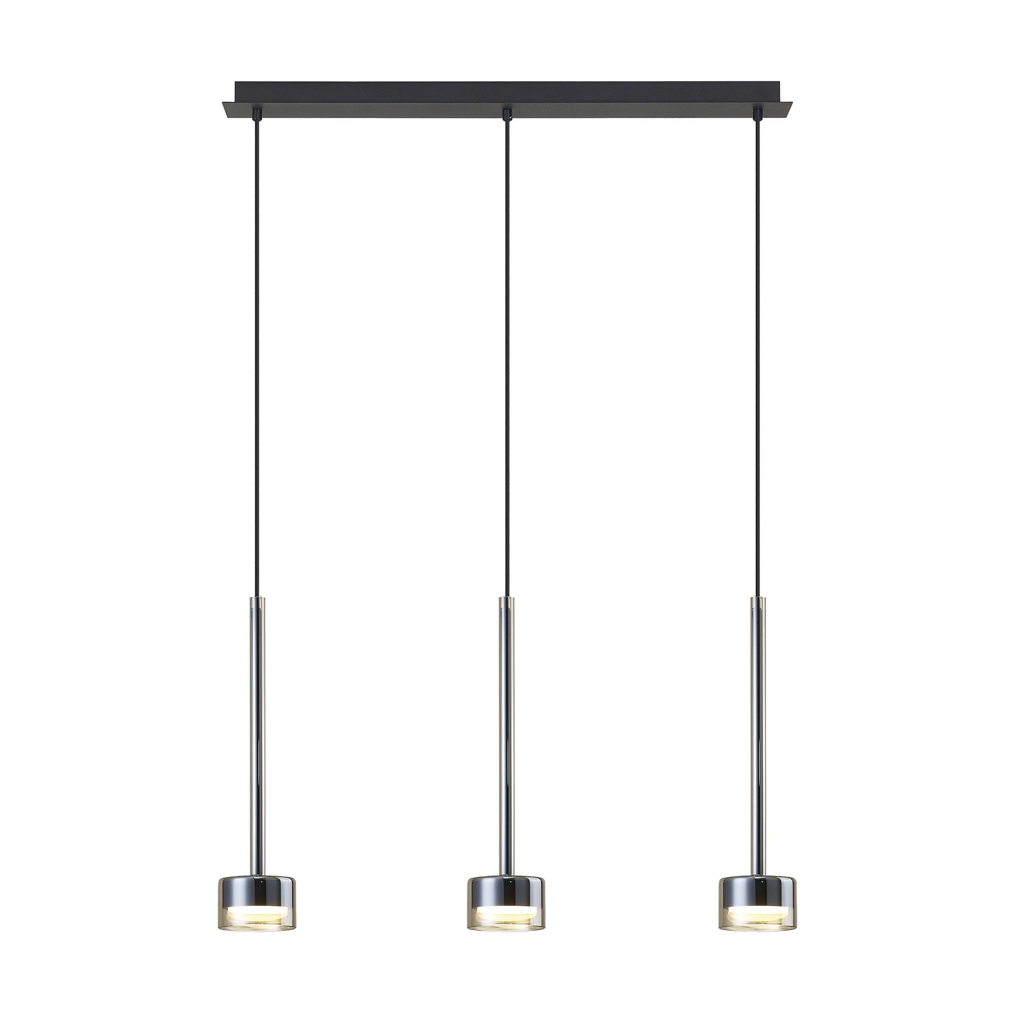 M7884 Tonic 3 Light Linear Pendant Bronze/Black/Bronze Glass