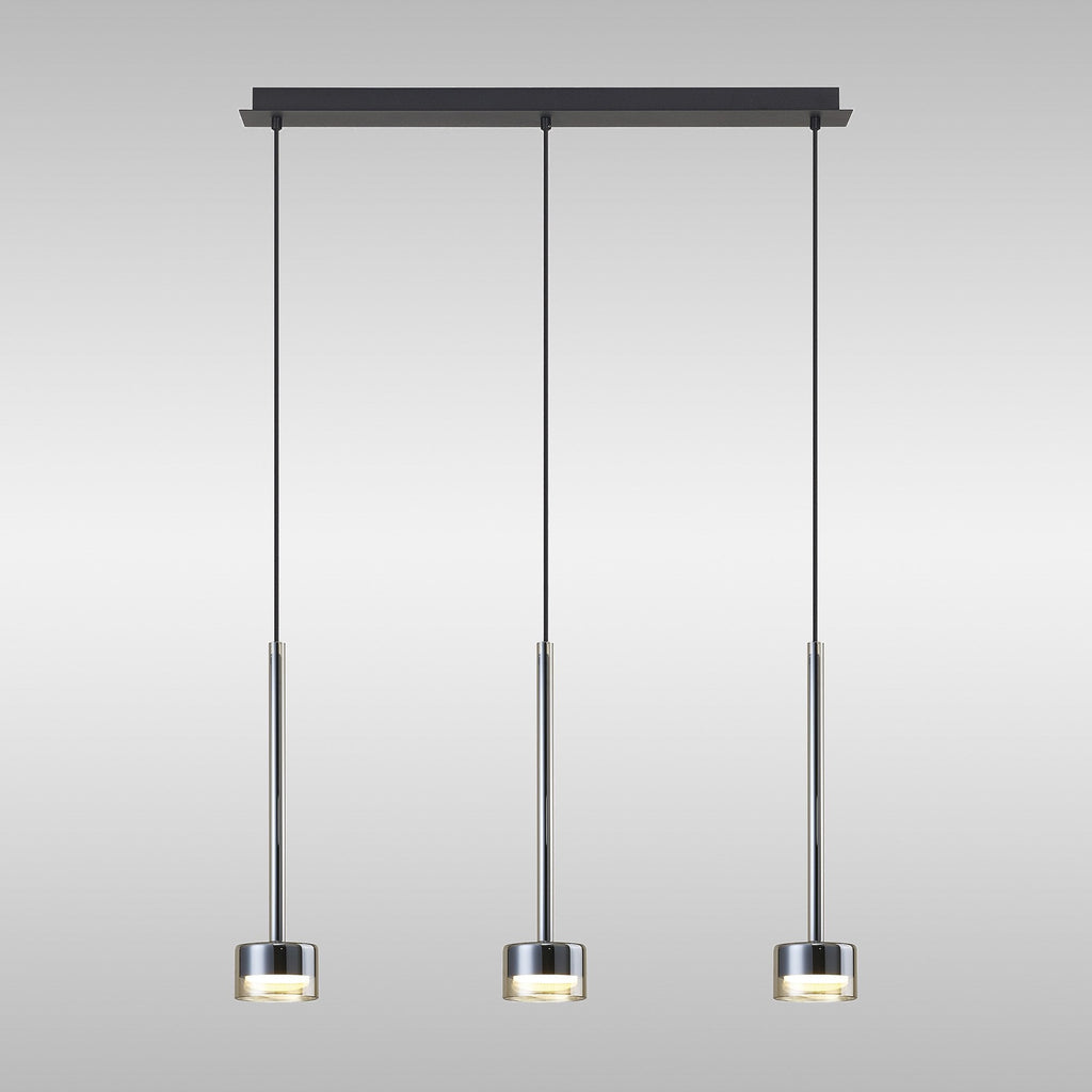 M7884 Tonic 3 Light Linear Pendant Bronze/Black/Bronze Glass