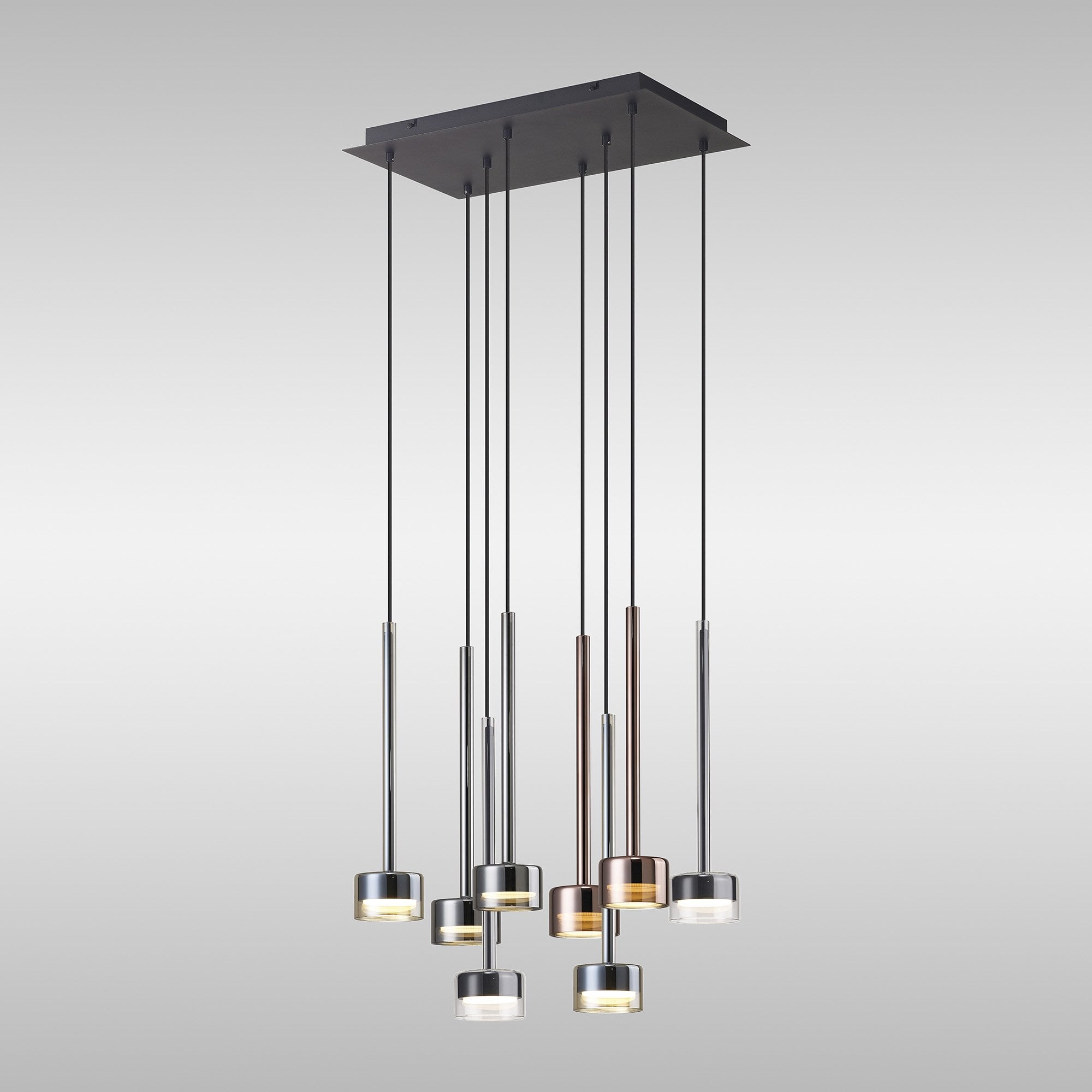M7880 Tonic 8 Light Rectangular Pendant Black/Chrome/Bronze/Copper