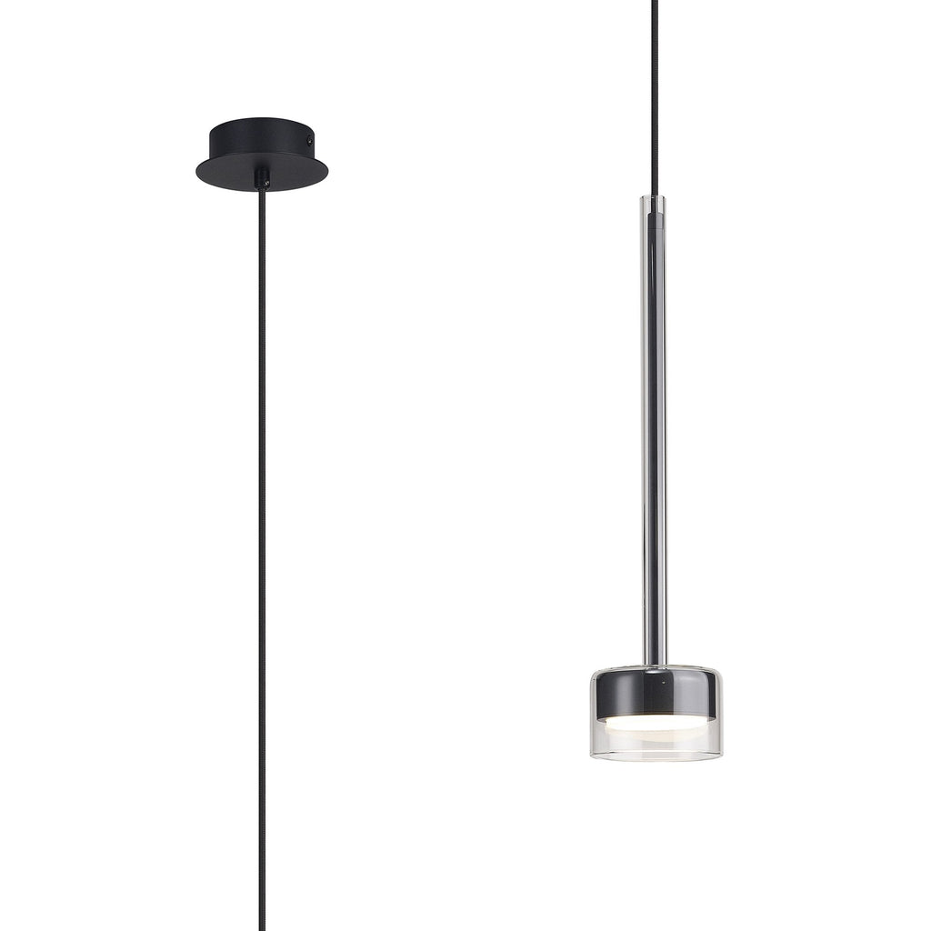 M7874 Tonic 1 Light Pendant Chrome/Black/Clear Glass