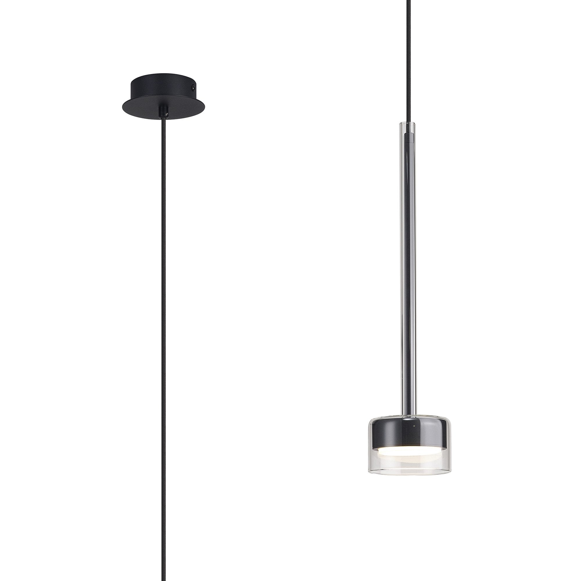 M7874 Tonic 1 Light Pendant Chrome/Black/Clear Glass