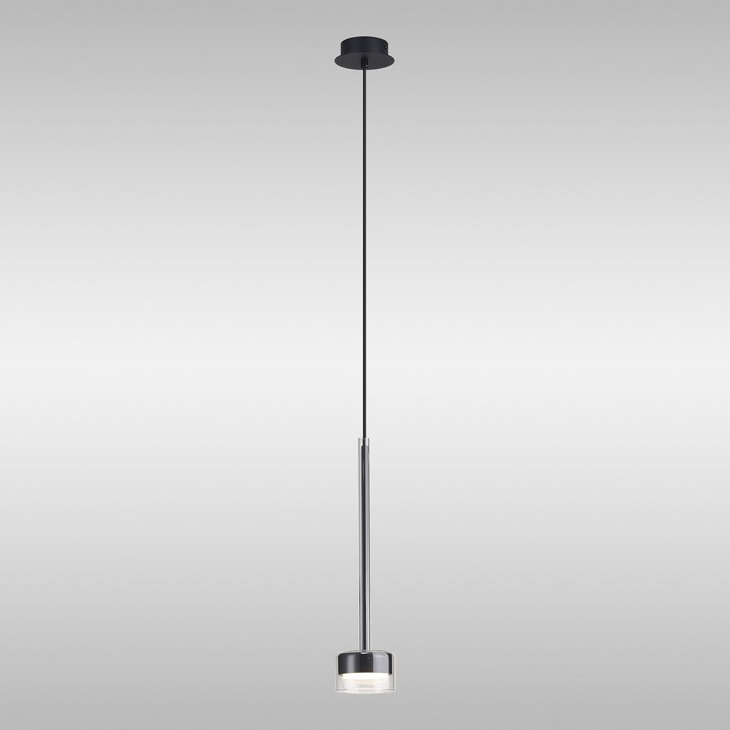 M7874 Tonic 1 Light Pendant Chrome/Black/Clear Glass