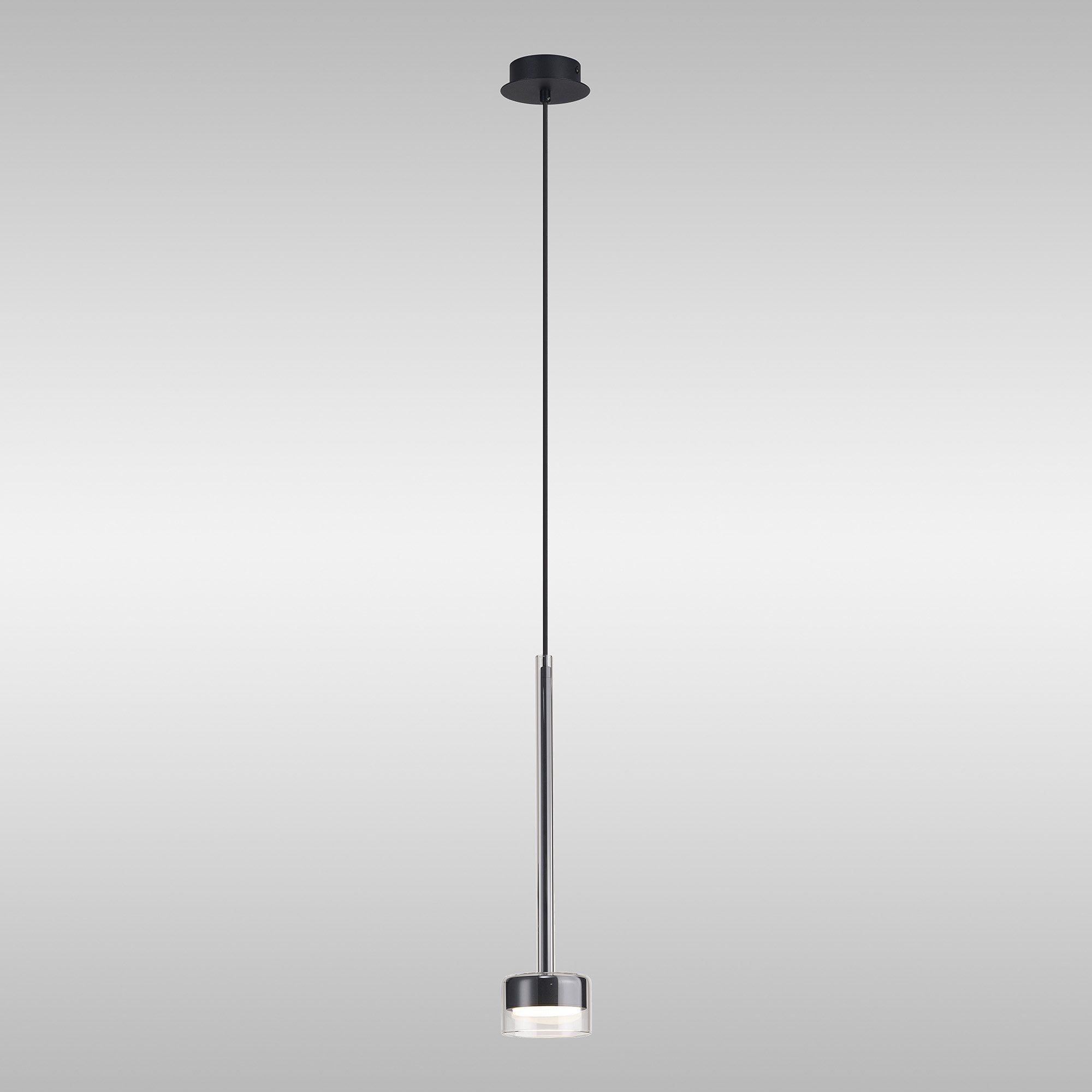 M7874 Tonic 1 Light Pendant Chrome/Black/Clear Glass