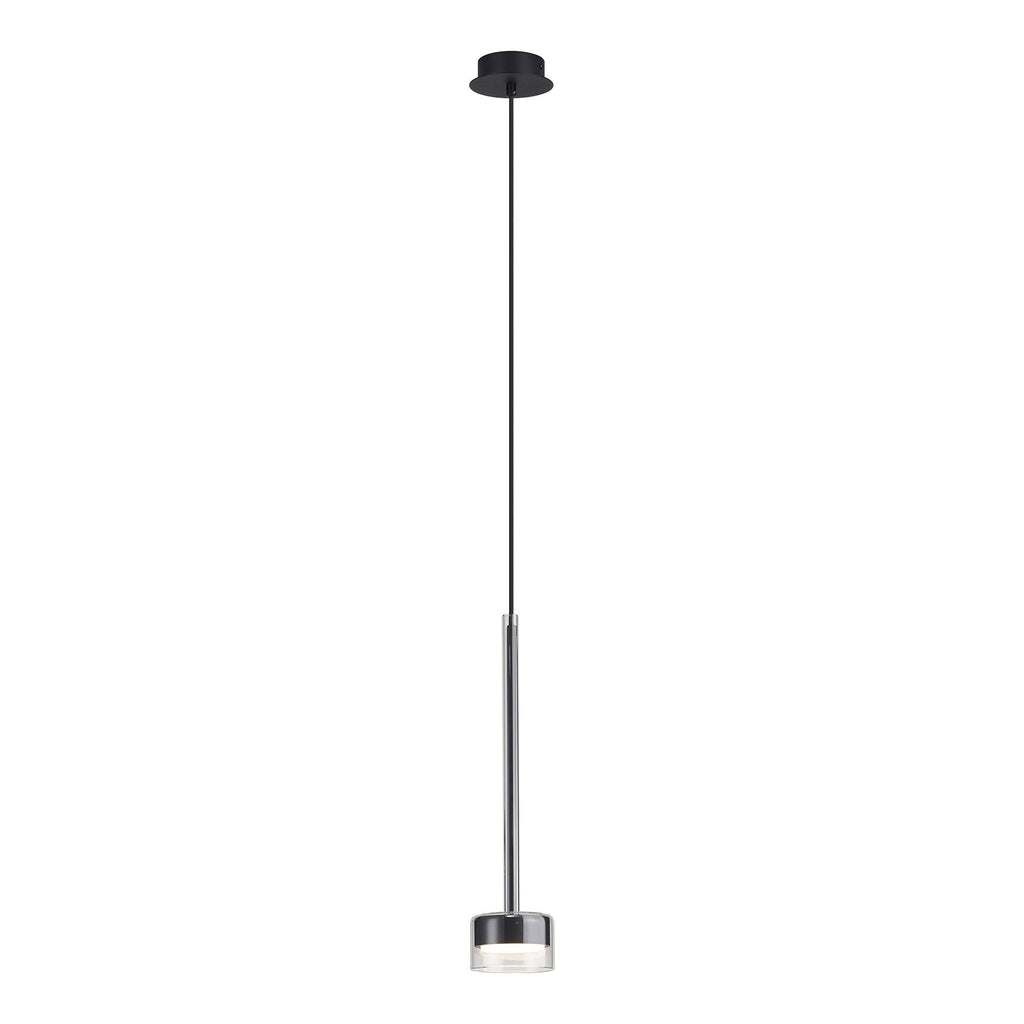 M7874 Tonic 1 Light Pendant Chrome/Black/Clear Glass