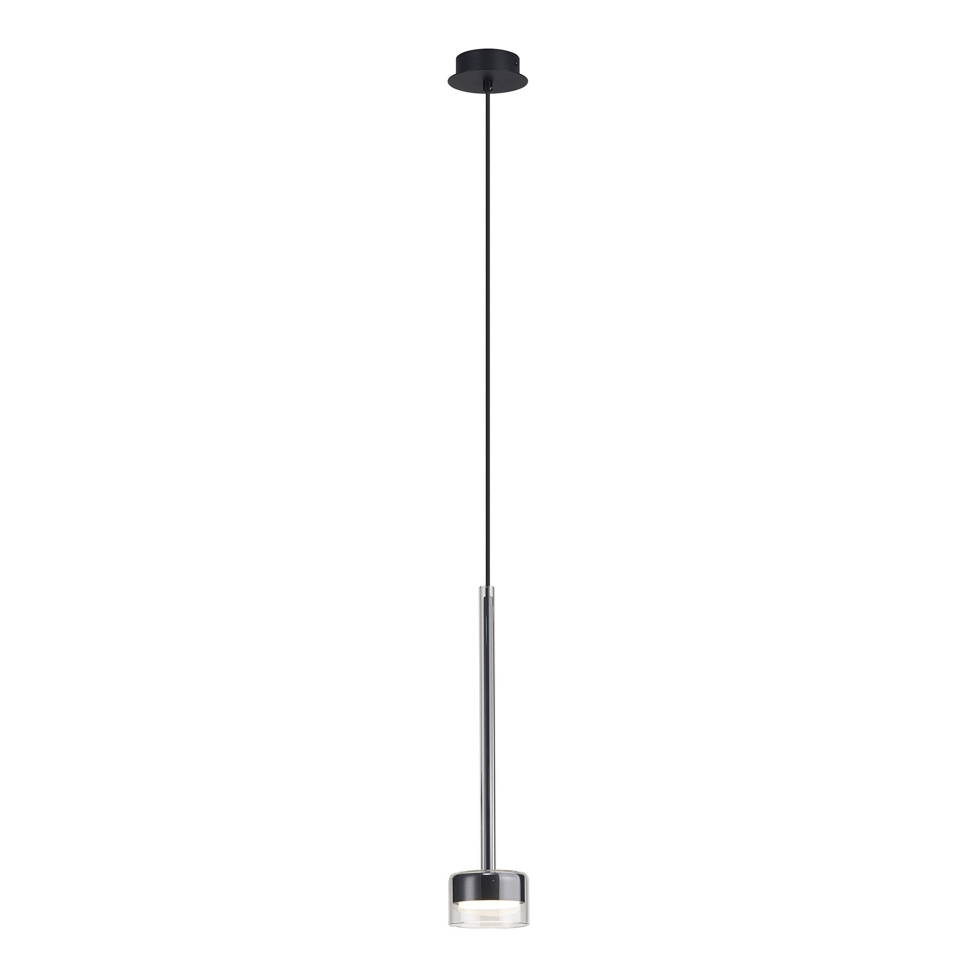 M7874 Tonic 1 Light Pendant Chrome/Black/Clear Glass