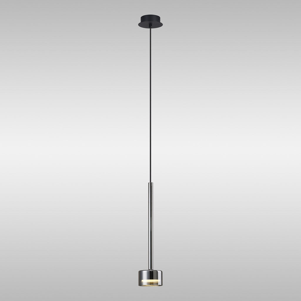 M7875 Tonic 1 Light Pendant Chrome/Black/Chrome Glass