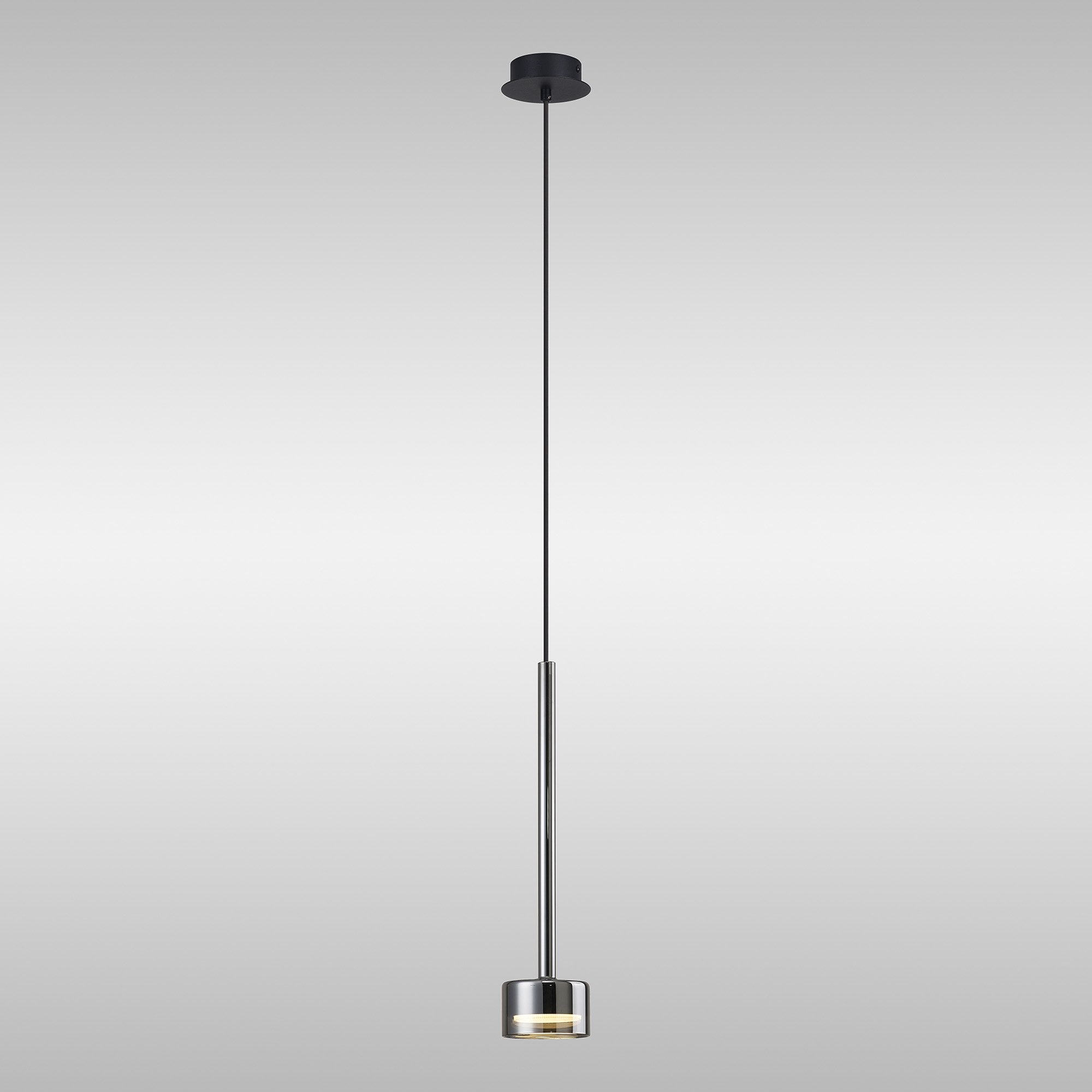M7875 Tonic 1 Light Pendant Chrome/Black/Chrome Glass