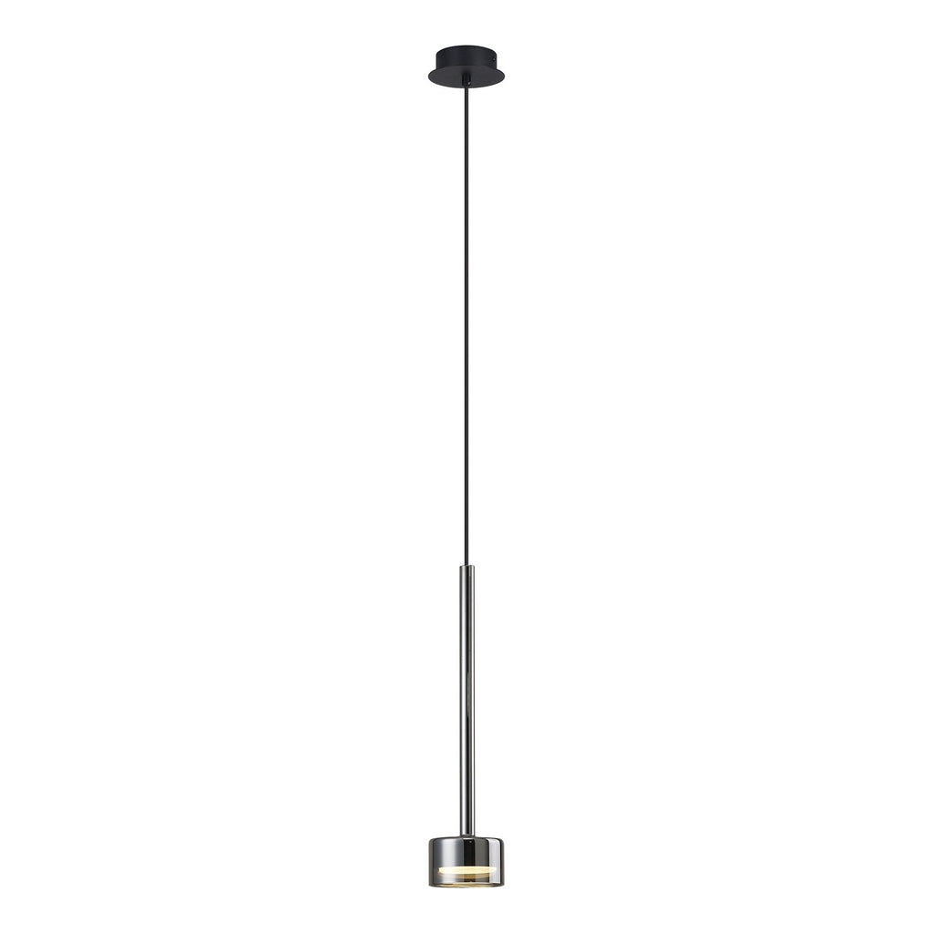 M7875 Tonic 1 Light Pendant Chrome/Black/Chrome Glass