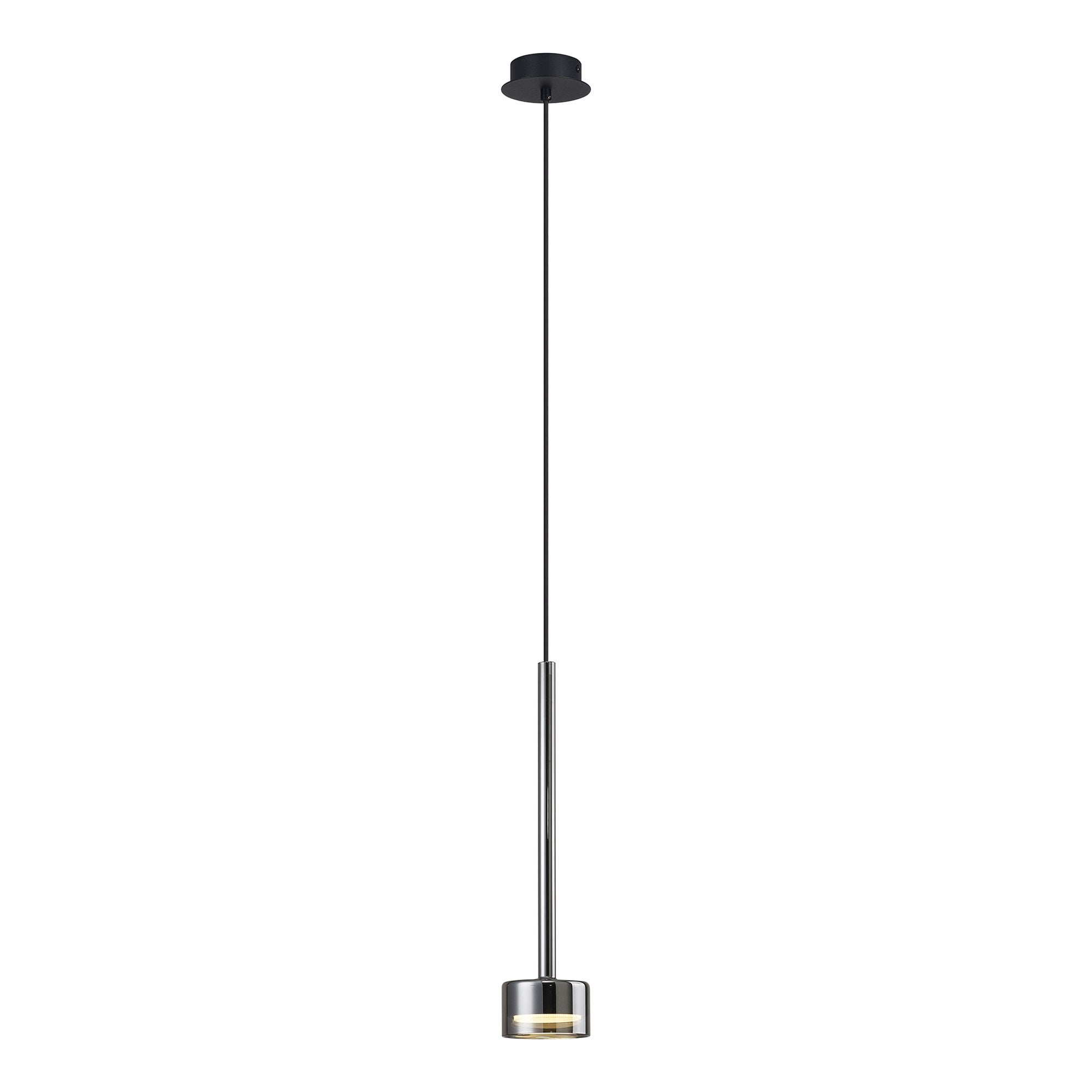 M7875 Tonic 1 Light Pendant Chrome/Black/Chrome Glass