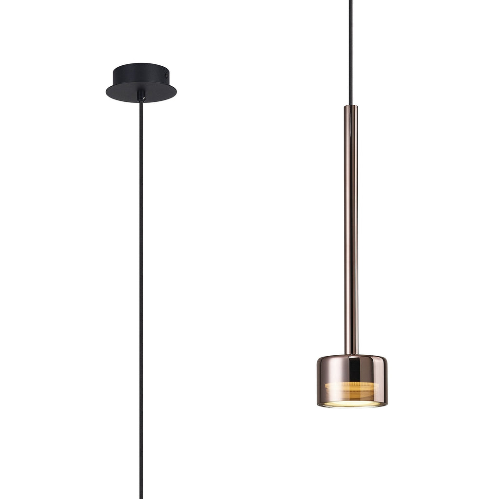 M7877 Tonic 1 Light Pendant Copper/Black/Copper Glass