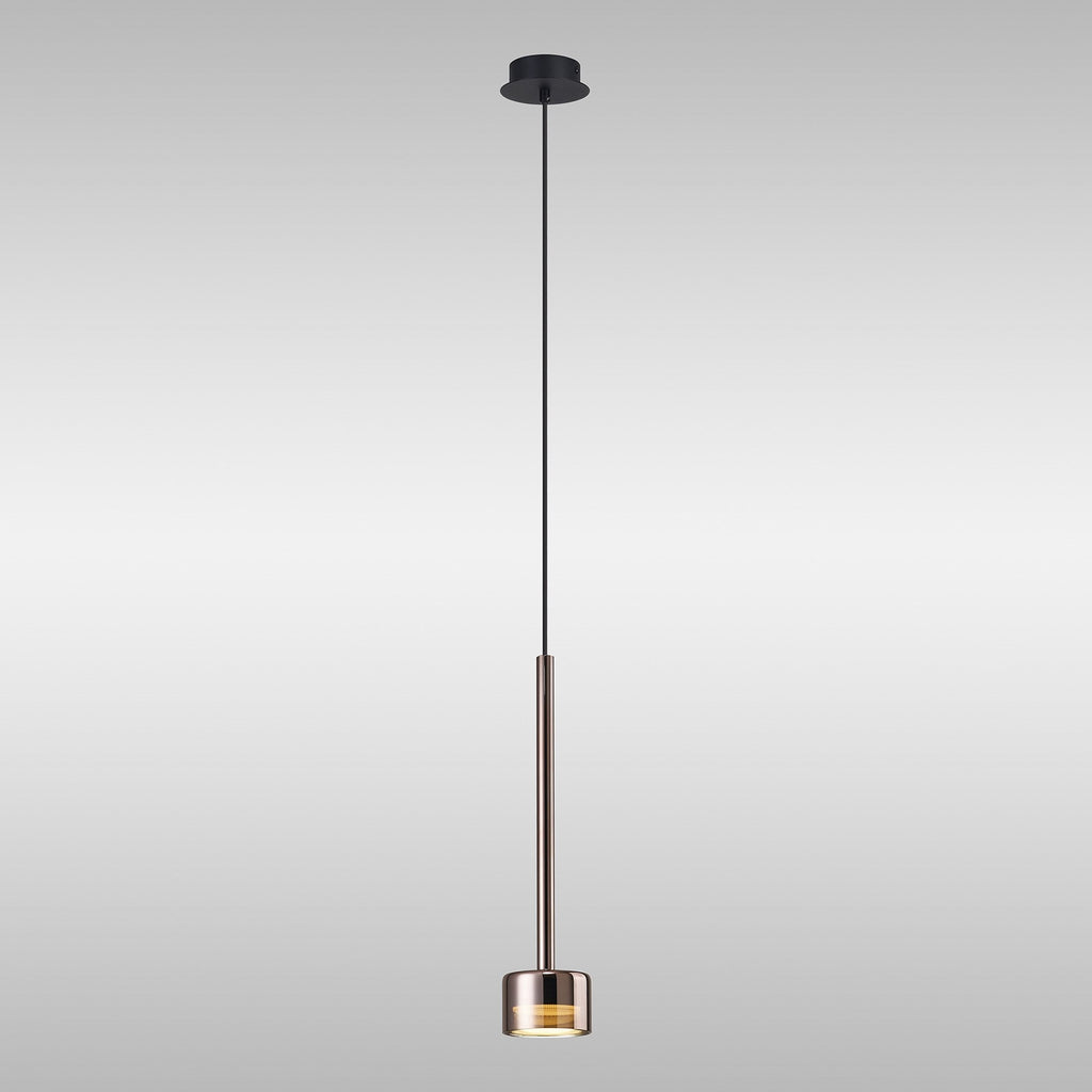M7877 Tonic 1 Light Pendant Copper/Black/Copper Glass
