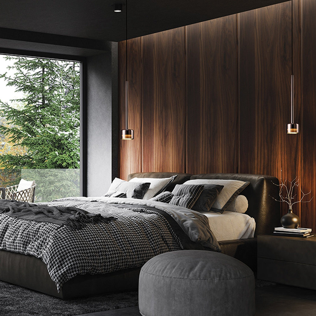 M7877 Tonic 1 Light Pendant Copper/Black/Copper Glass