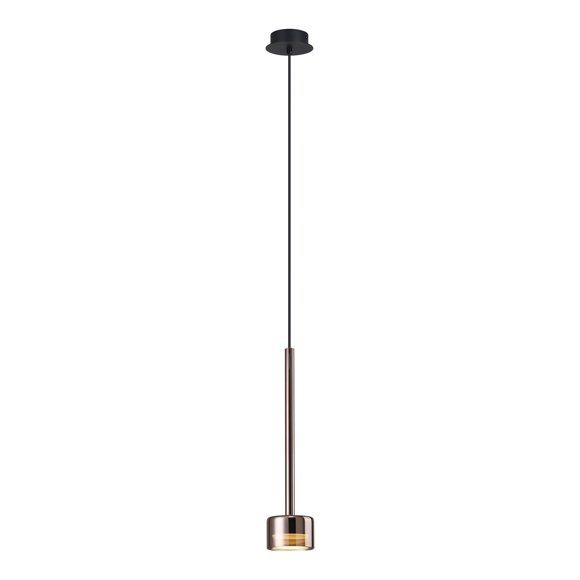 M7877 Tonic 1 Light Pendant Copper/Black/Copper Glass