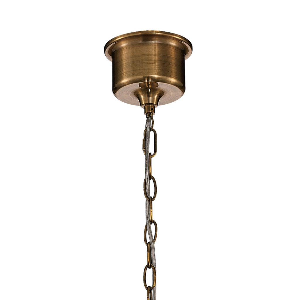 M4970 Vintage 26cm Bell Pendant Antique Brass/Amber Glass