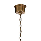 M4971 Vintage 33cm Bell Pendant Antique Brass/Amber Glass