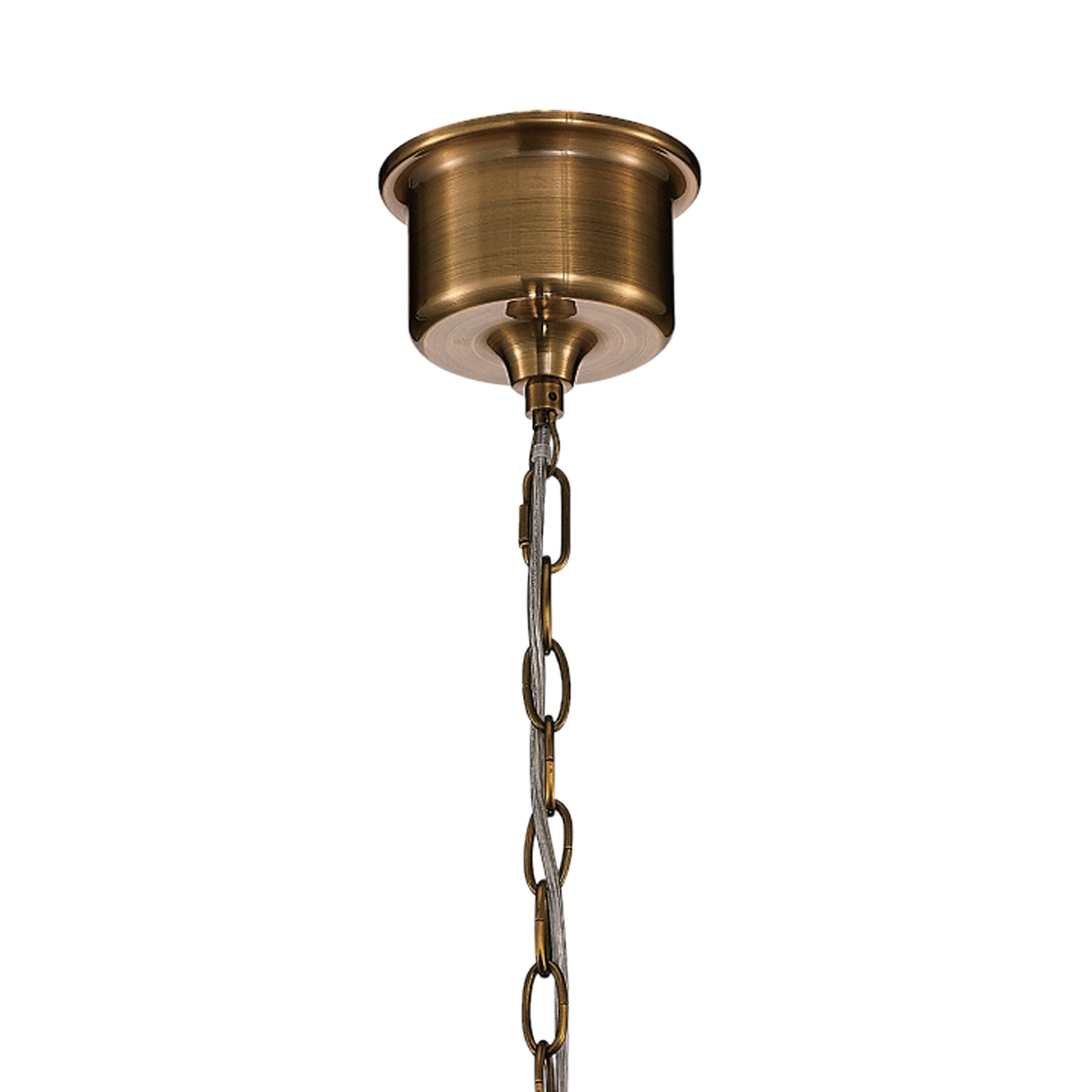 M4971 Vintage 33cm Bell Pendant Antique Brass/Amber Glass