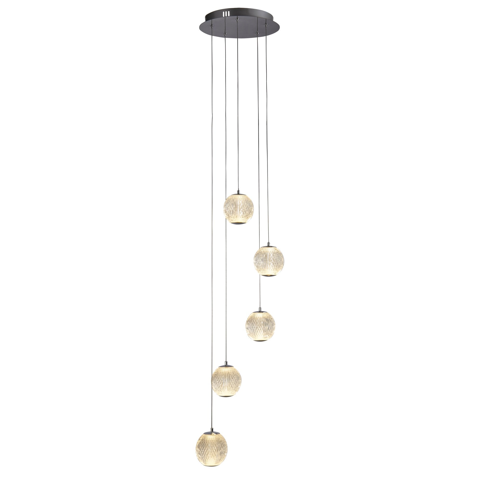 51481-5CC Allure 5 Light Multi Drop LED Pendant Chrome Metal Clear Acrylic