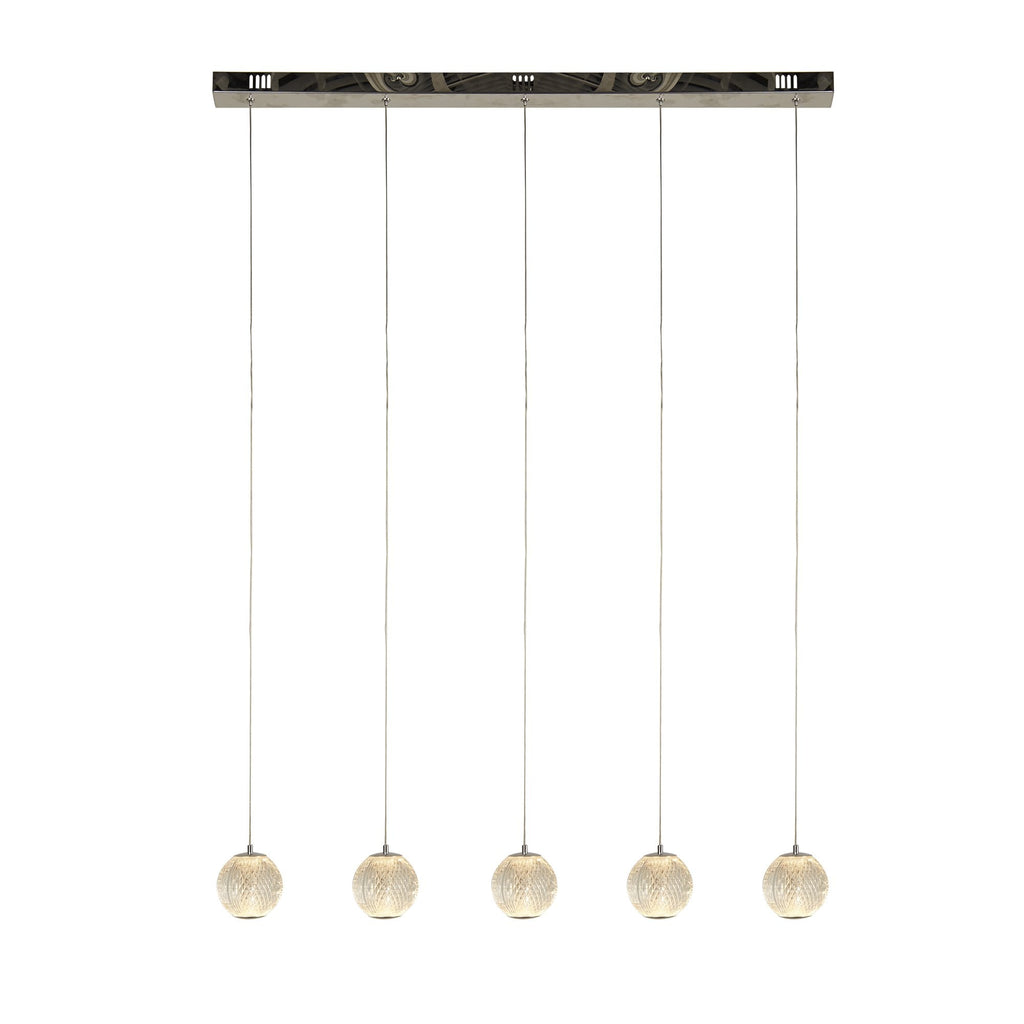 51485-5CC Allure 5 Light LED Bar Pendant Chrome Metal Clear Acrylic